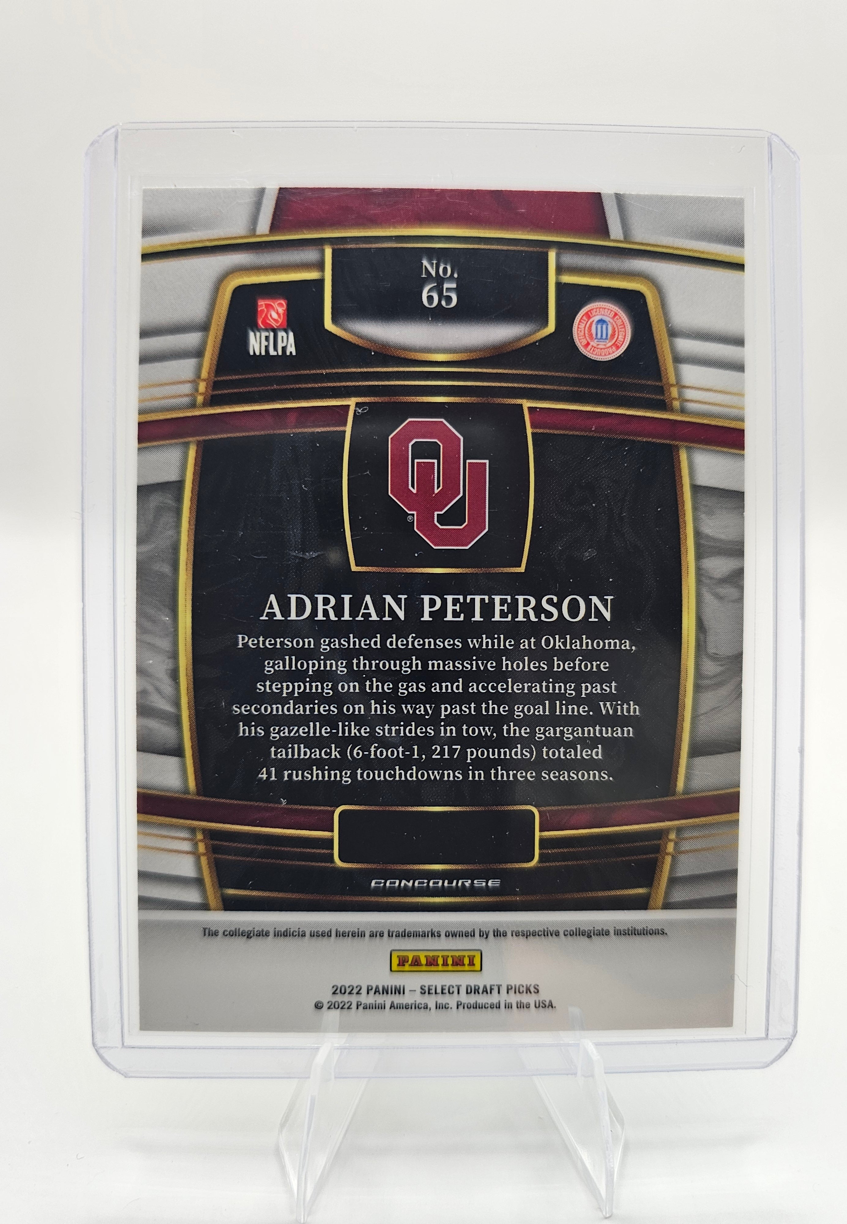 2022 Panini Select Draft Picks #65 Adrian Peterson Blue