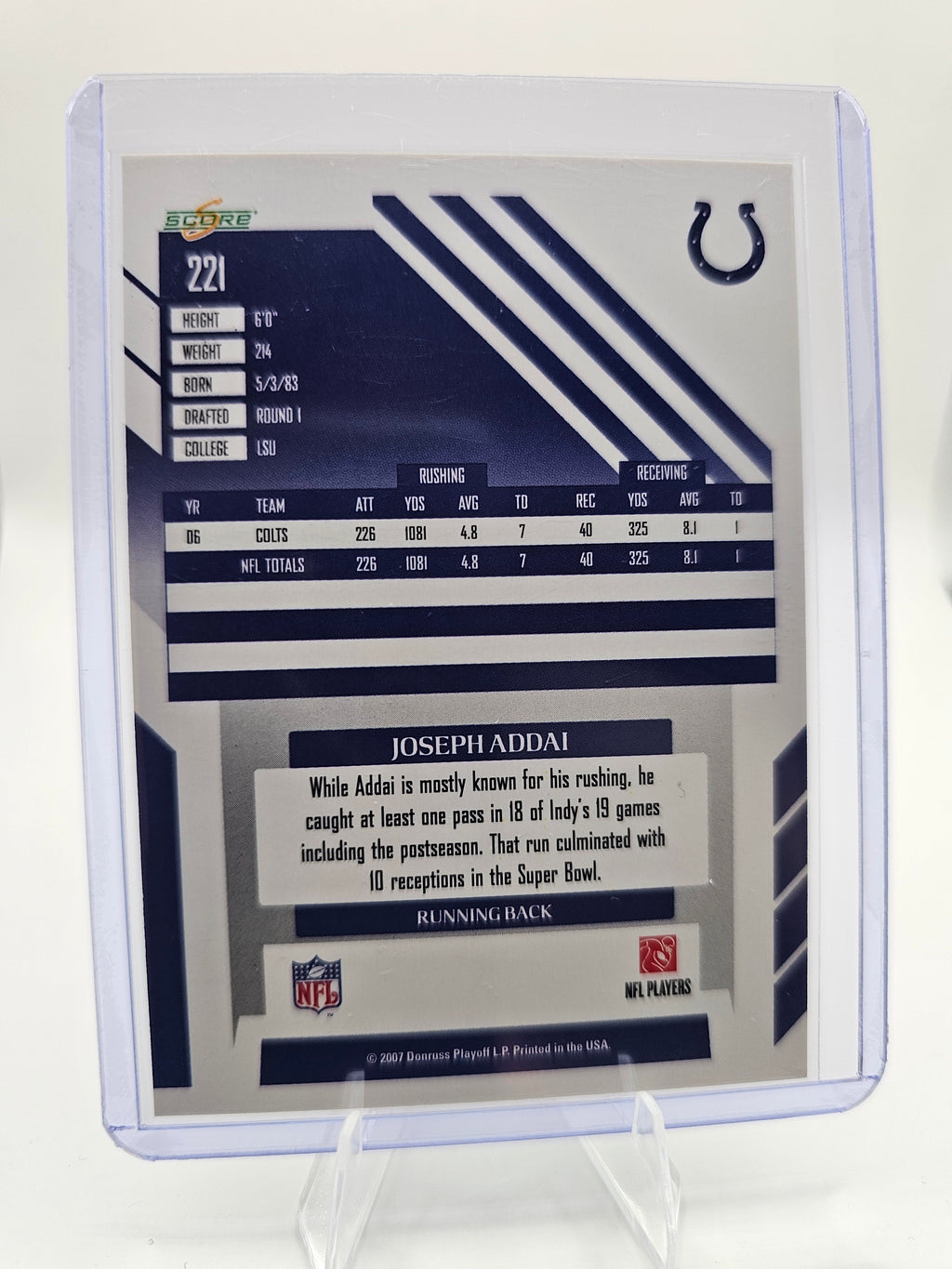 2007 Score #221 Joseph Addai Atomic