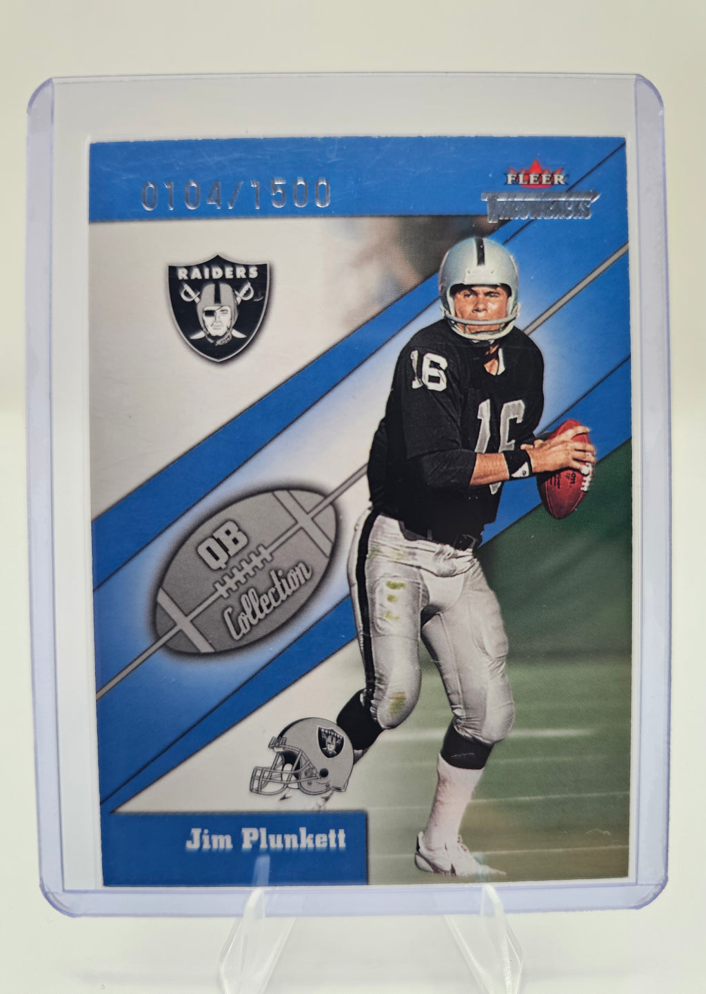 2002 Fleer Throwbacks #3 QB Jim Plunkett QB Collection #0104/1500