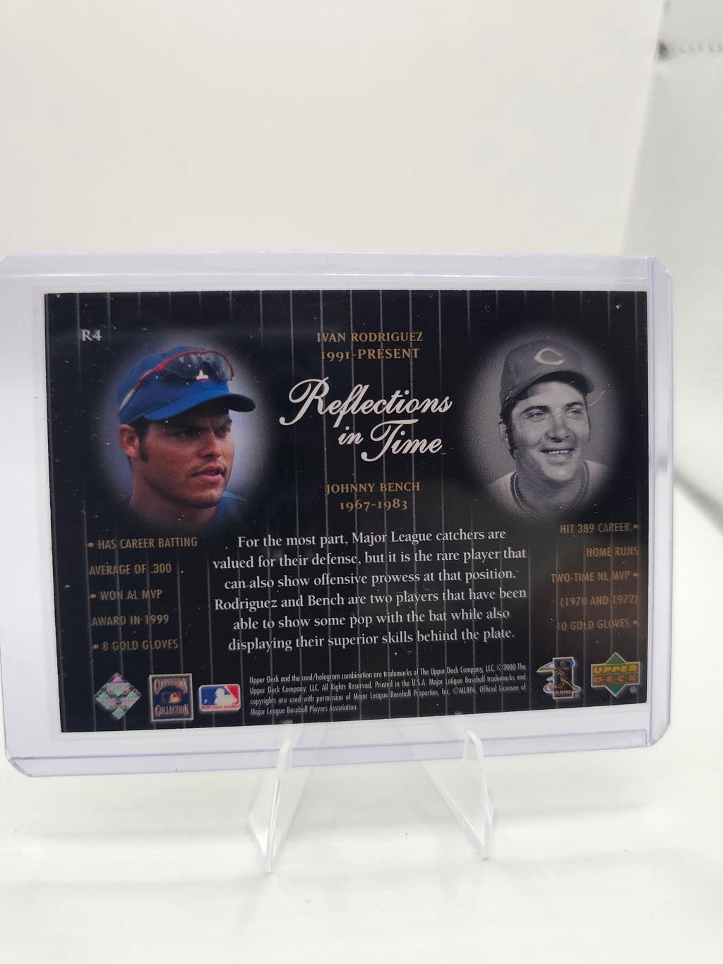 2000 Upper Deck Legends #R4 Ivan Rodriguez / Johnny Bench Reflections in Time