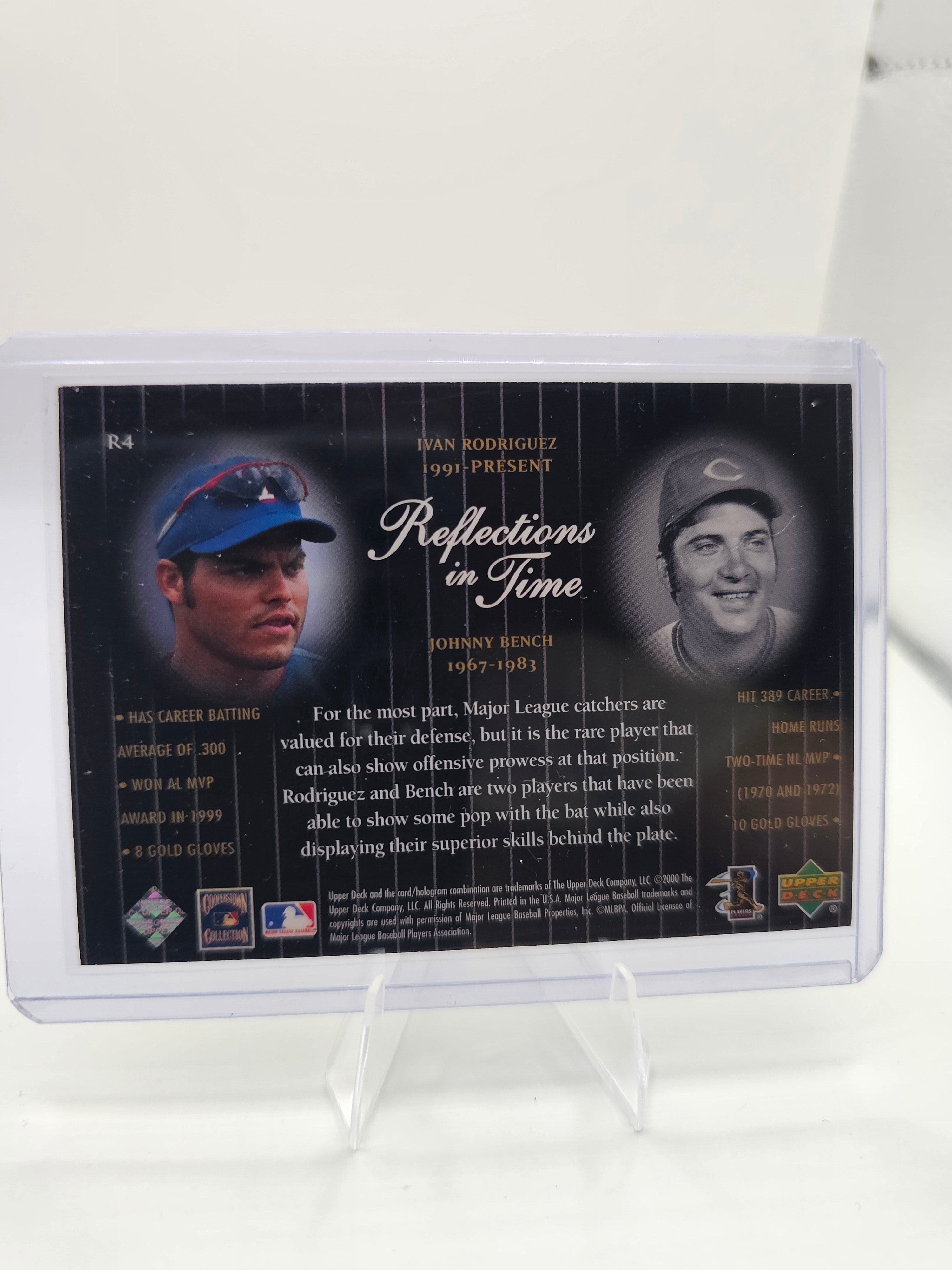2000 Upper Deck Legends #R4 Ivan Rodriguez / Johnny Bench Reflections in Time