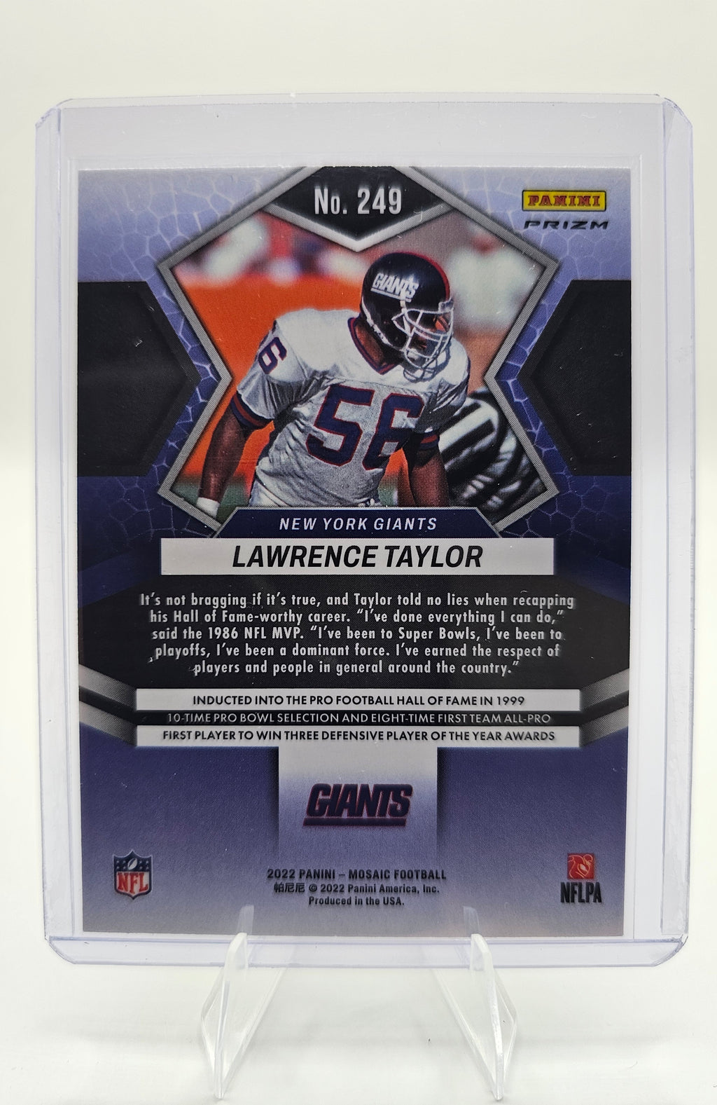 2022 Panini Mosaic Orange Reactive #249 Lawrence Taylor – New York Giants