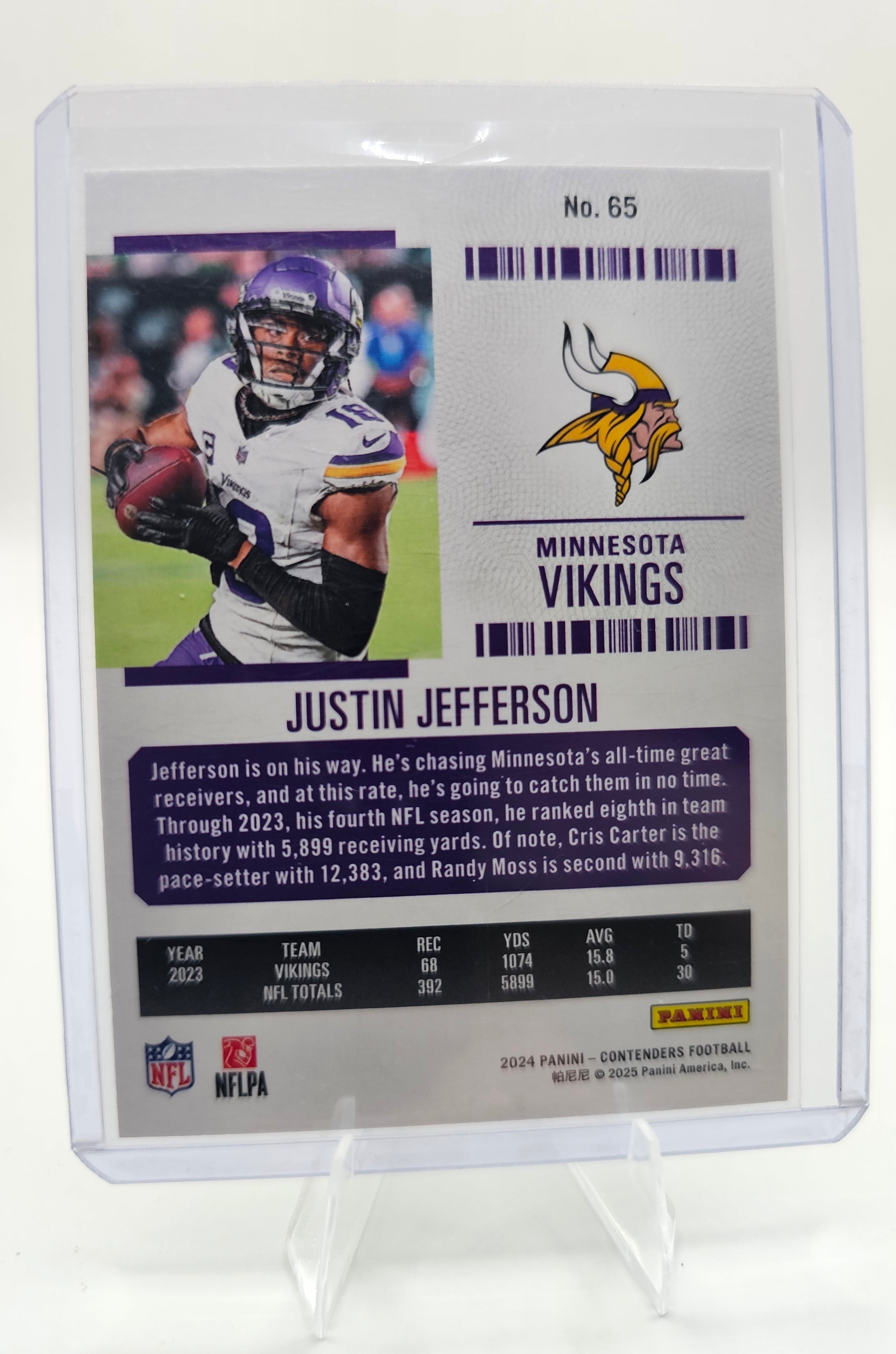 2024 Panini Contenders #65 Justin Jefferson Game Ticket