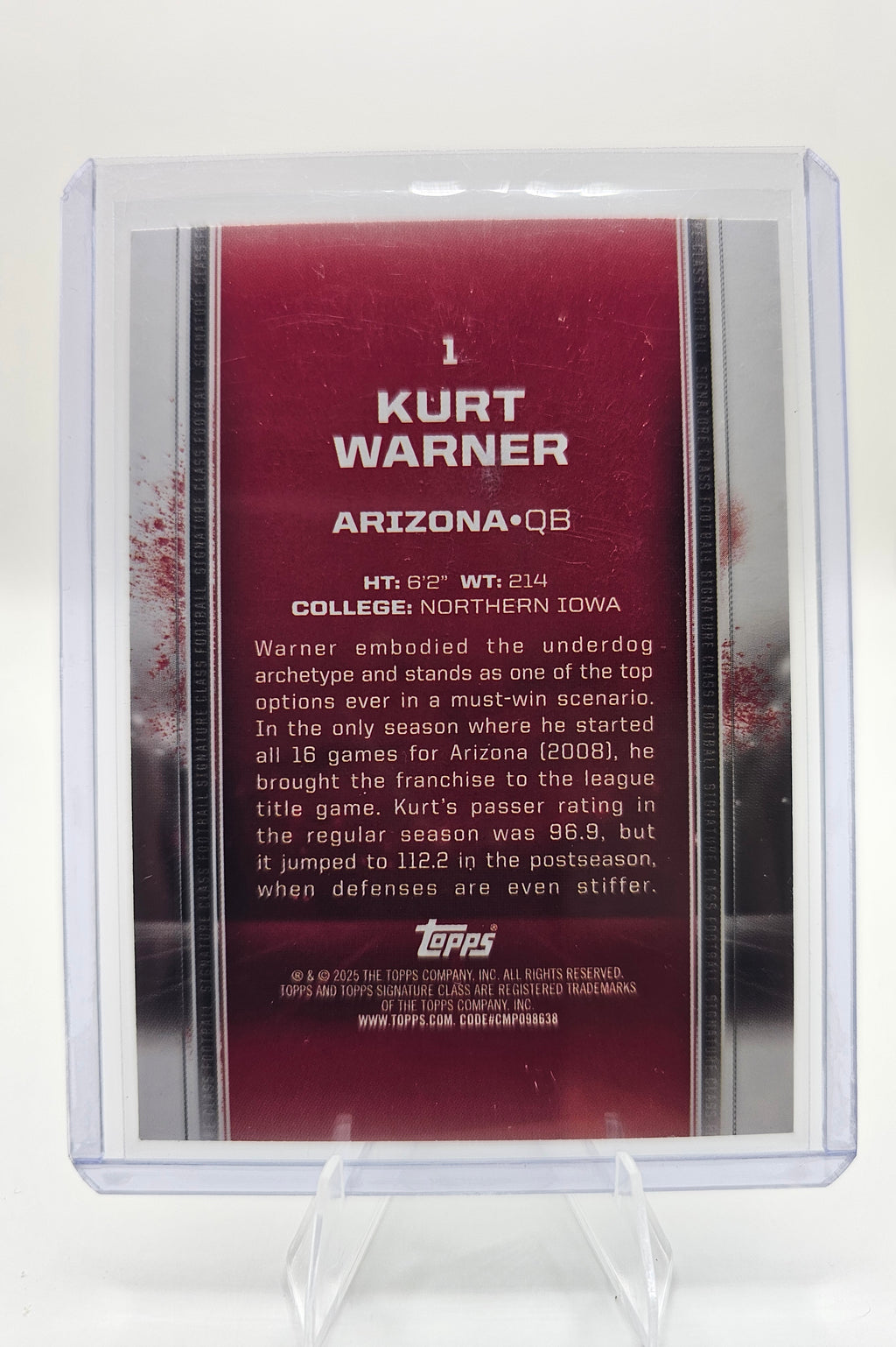 2025 Topps Signature Class #1 Kurt Warner