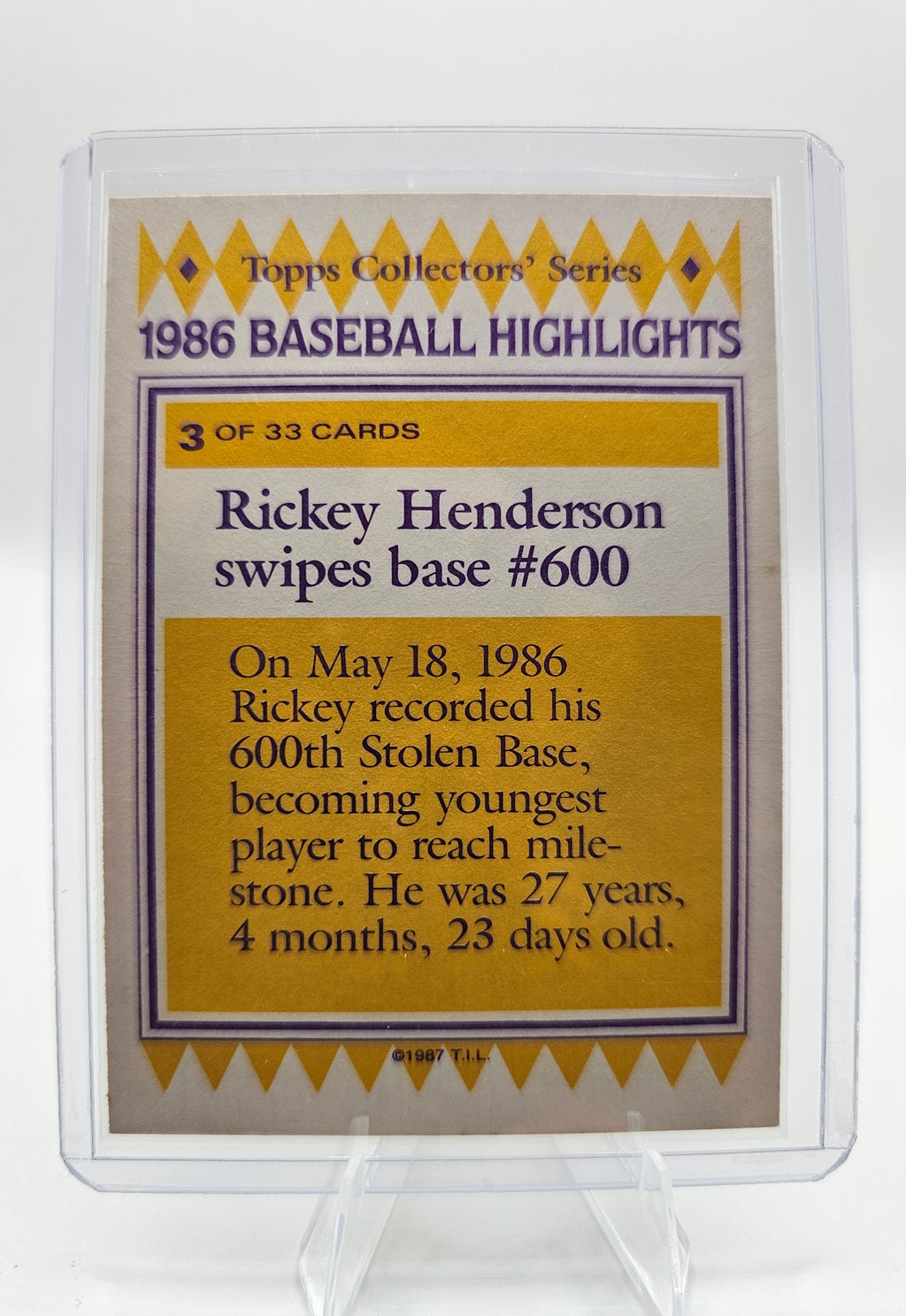 1987 Topps Collectors' Series Baseball Highlights Rickey Henderson