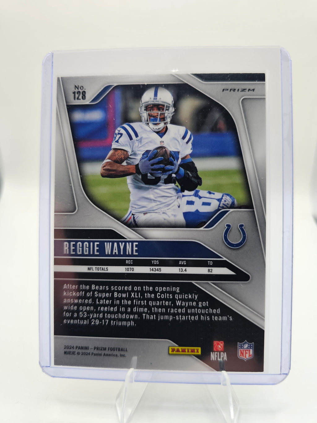 2024 Panini Prizm Orange Cracked Ice #128 Reggie Wayne – Indianapolis Colts
