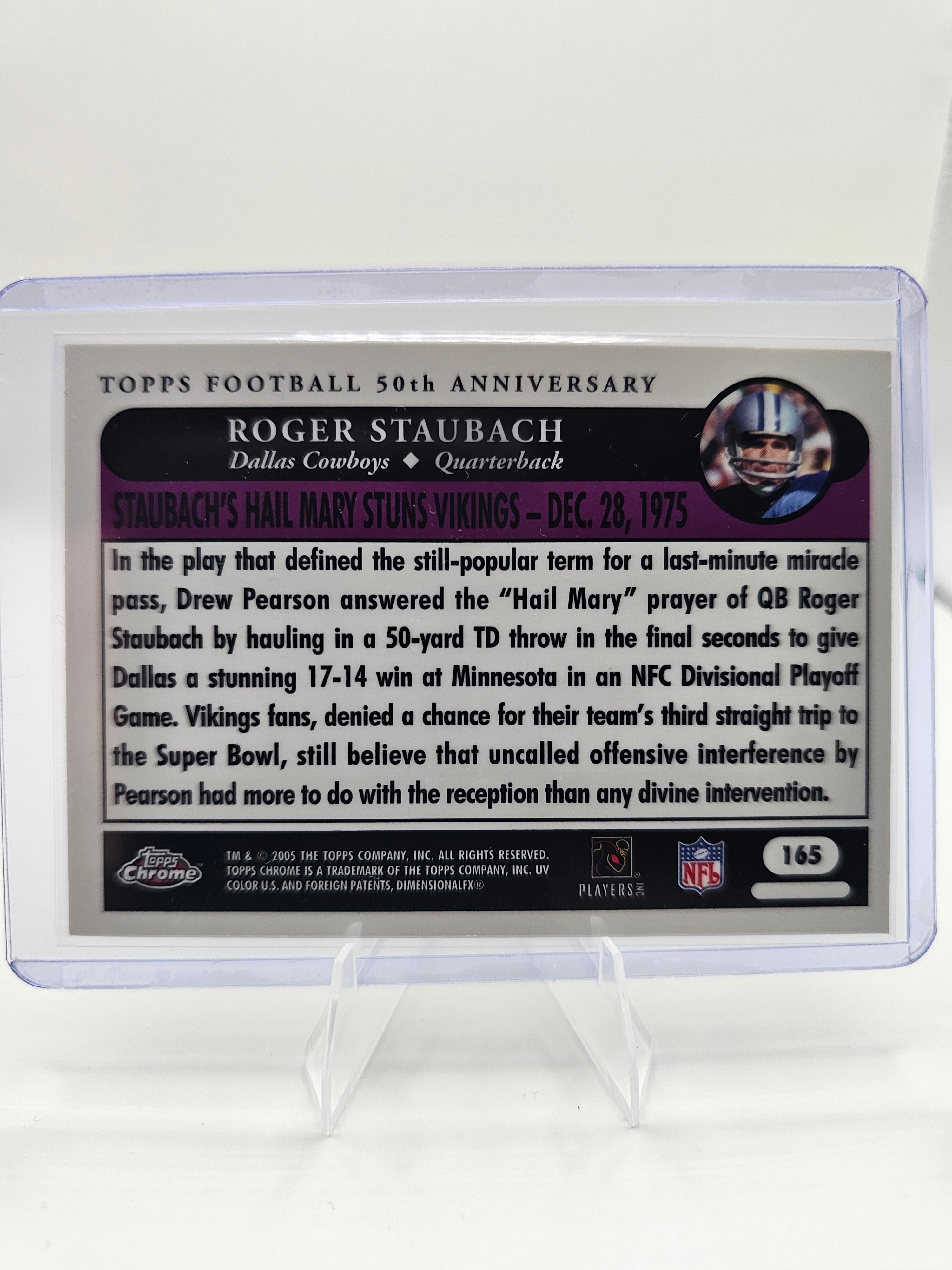 2005 Topps Chrome #165 Roger Staubach Dallas Cowboys Football Card