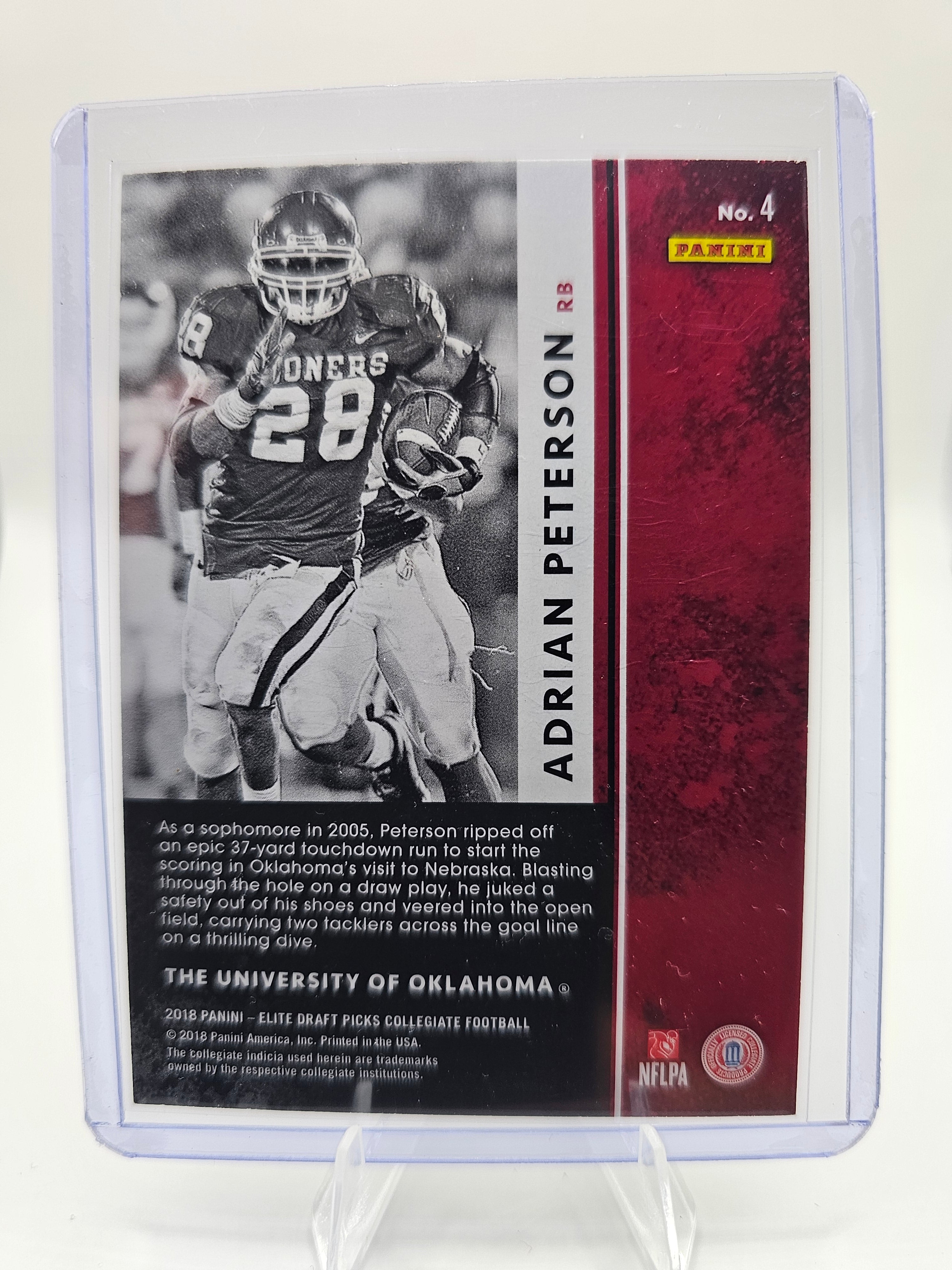 2018 Panini Elite Draft Picks #4 Adrian Peterson