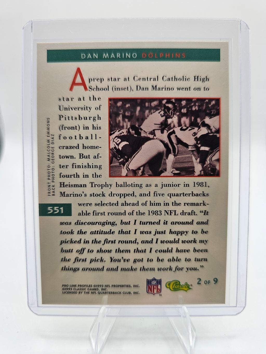 1993 Pro Line Profiles #551 Dan Marino