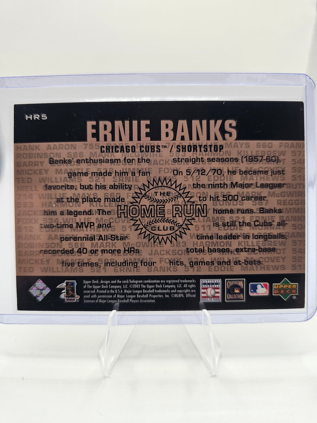 2002 Upper Deck Piece of History #HR5 Ernie Banks 500 Home Run Club