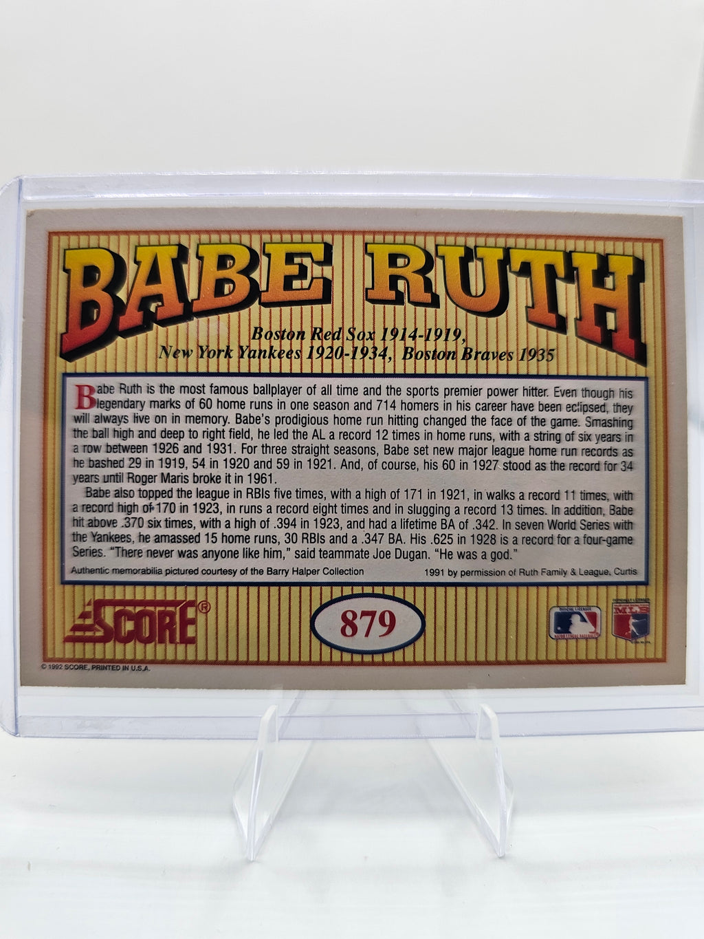 1992 Score #879 Babe Ruth