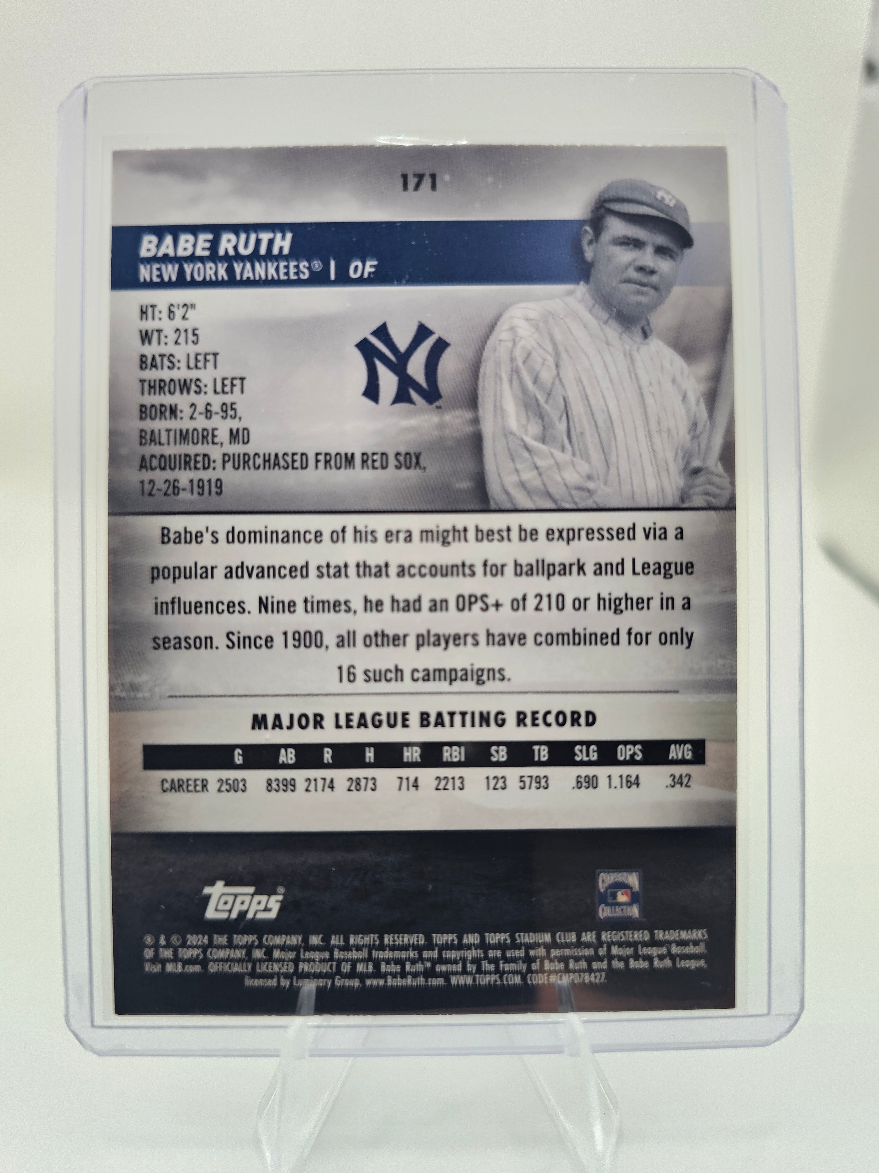 2024 Stadium Club #171 Babe Ruth