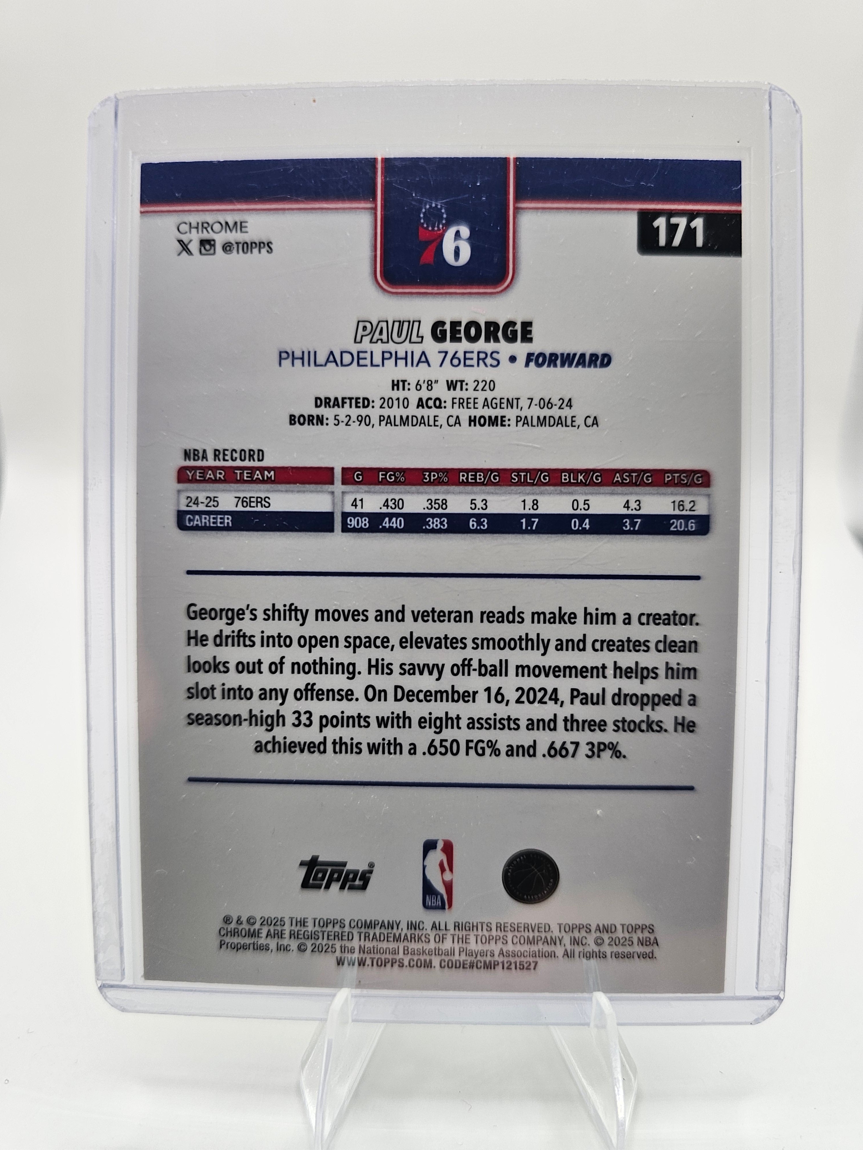 2025-26 Topps Chrome #171 Paul George