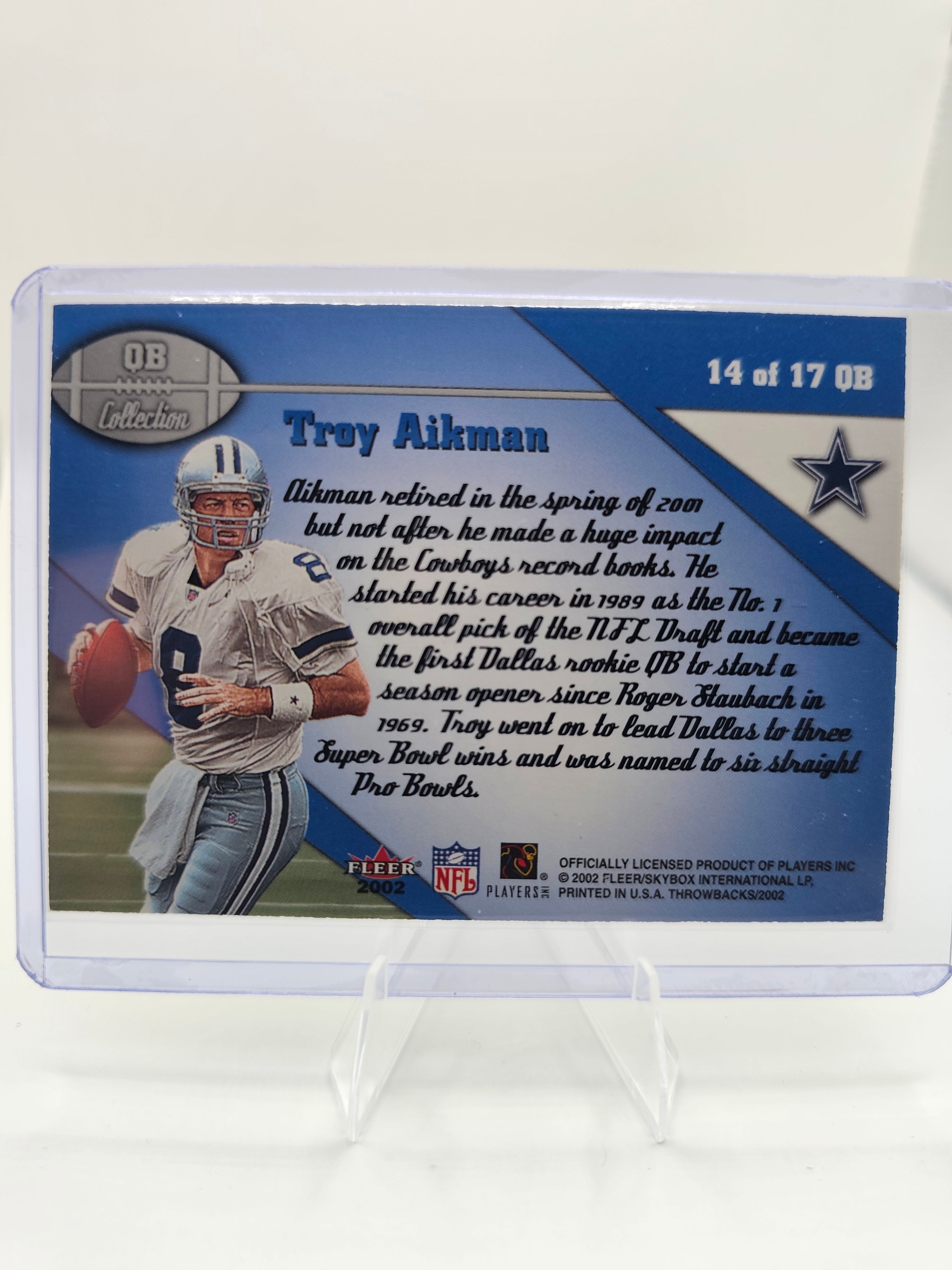 2002 Fleer Throwbacks #14 QB Troy Aikman QB Collection #0920/1500