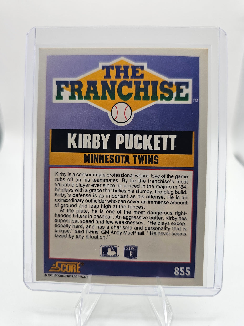 1991 Score #855 Kirby Puckett
