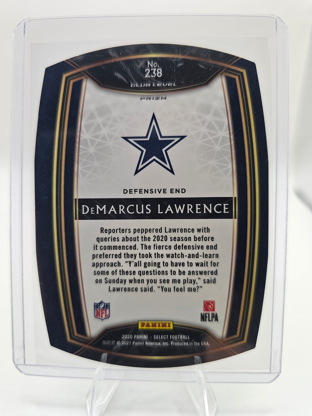 2020 Panini Select #238 DeMarcus Lawrence Prizm Die Cut