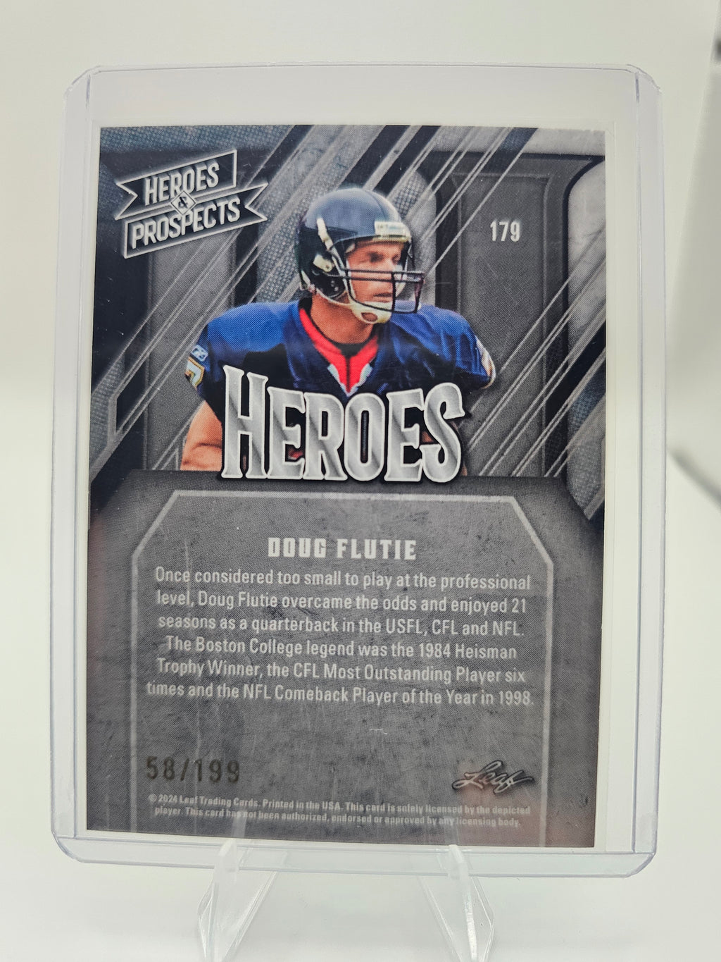 2024 Leaf Heroes & Prospects #179 Doug Flutie #58/199 Purple