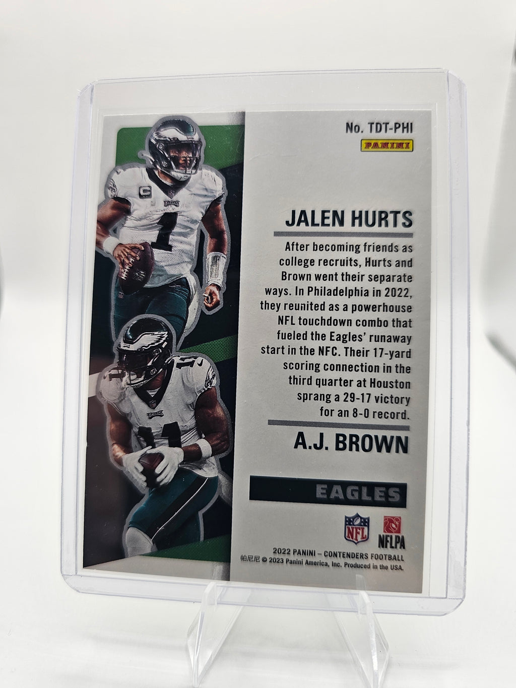 2022 Panini Contenders #TDT-PHI A.J. Brown / Jalen Hurts Touchdown Tandems