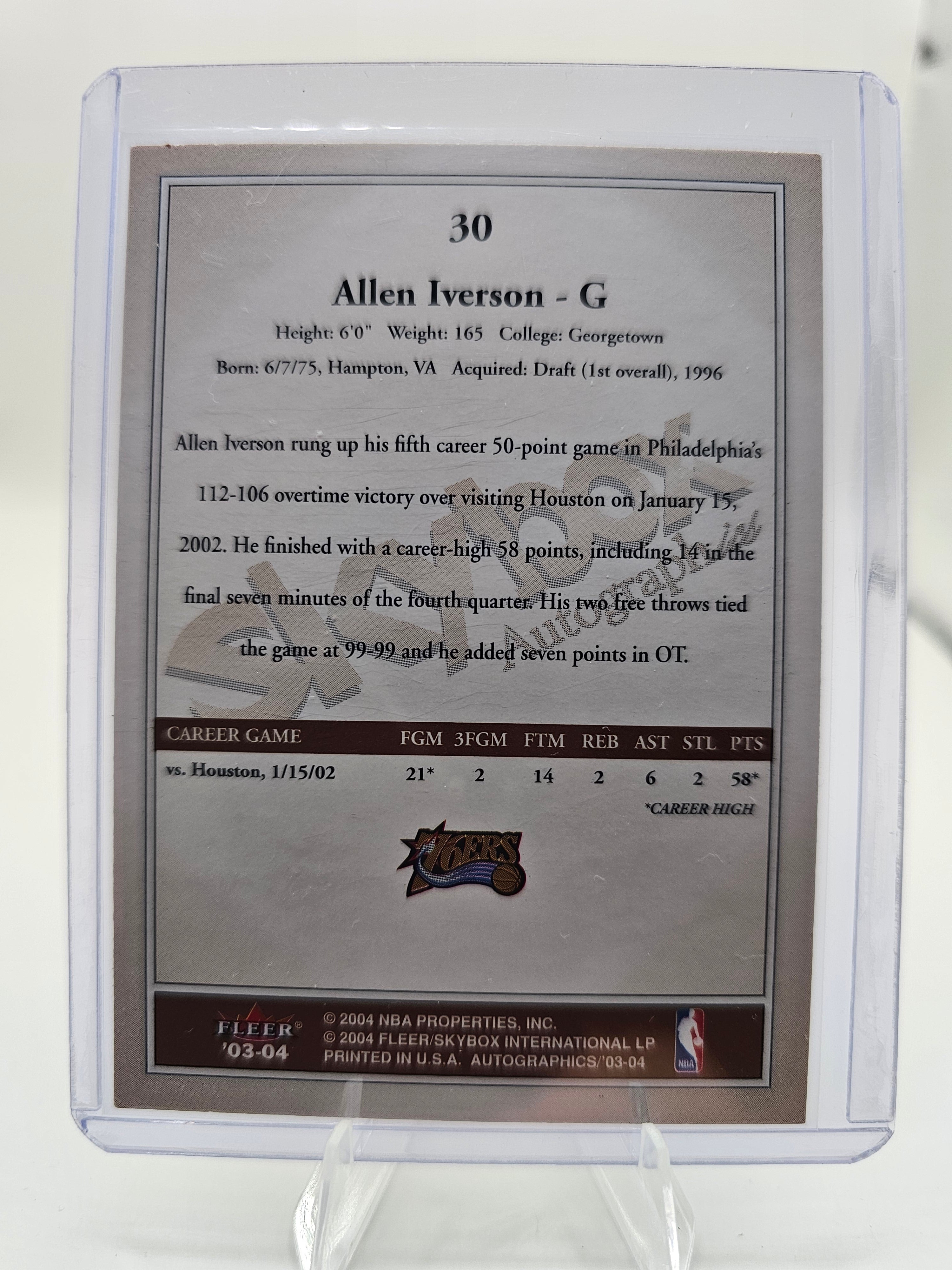 2003-04 SkyBox Autographics #30 Allen Iverson
