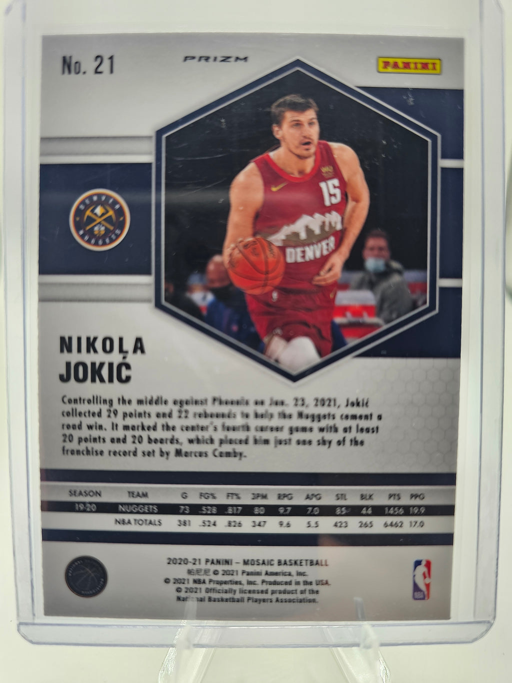 2020-21 Panini Mosaic #21 Nikola Jokic Mosaic Reactive Orange