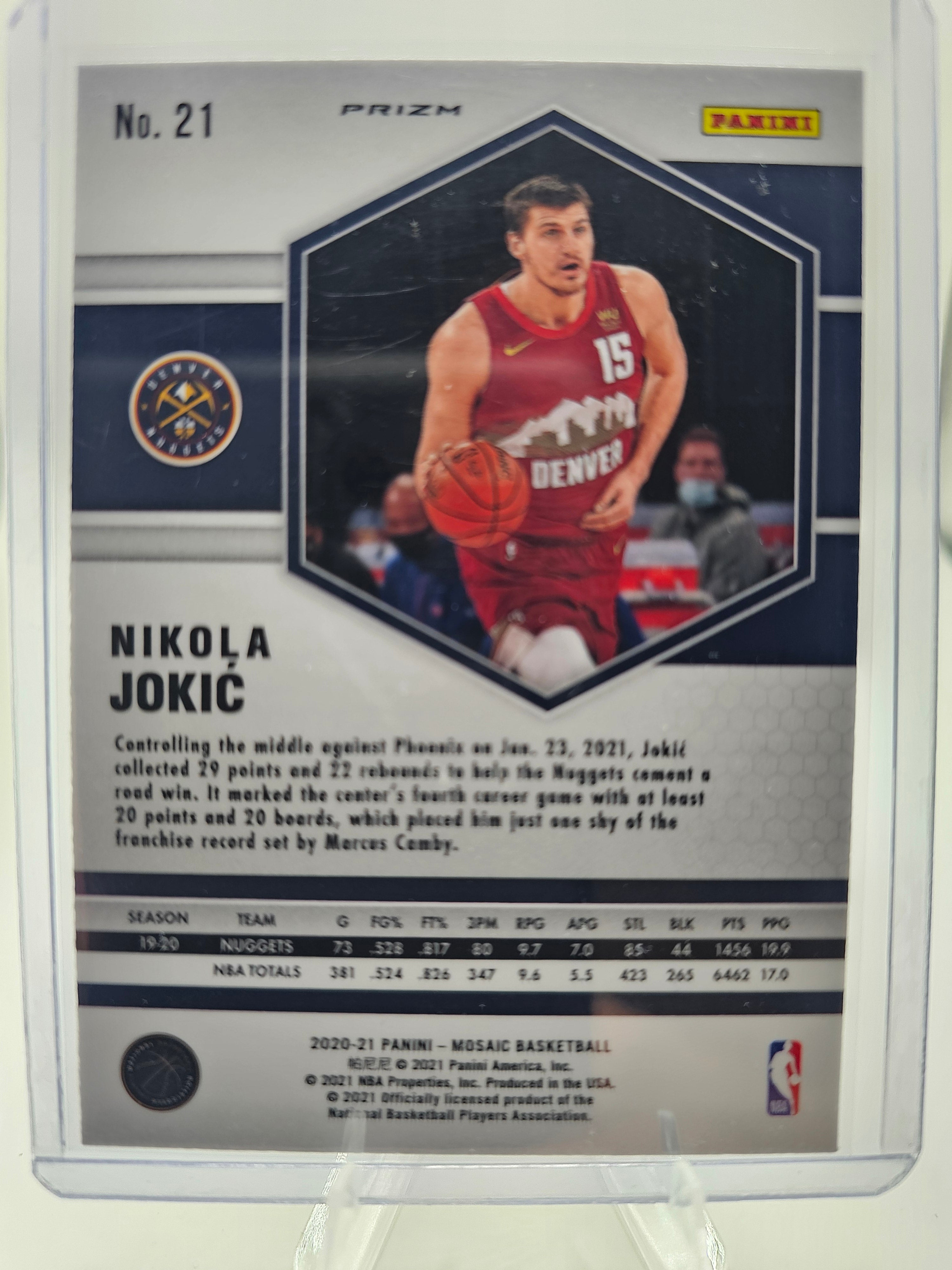 2020-21 Panini Mosaic #21 Nikola Jokic Mosaic Reactive Orange
