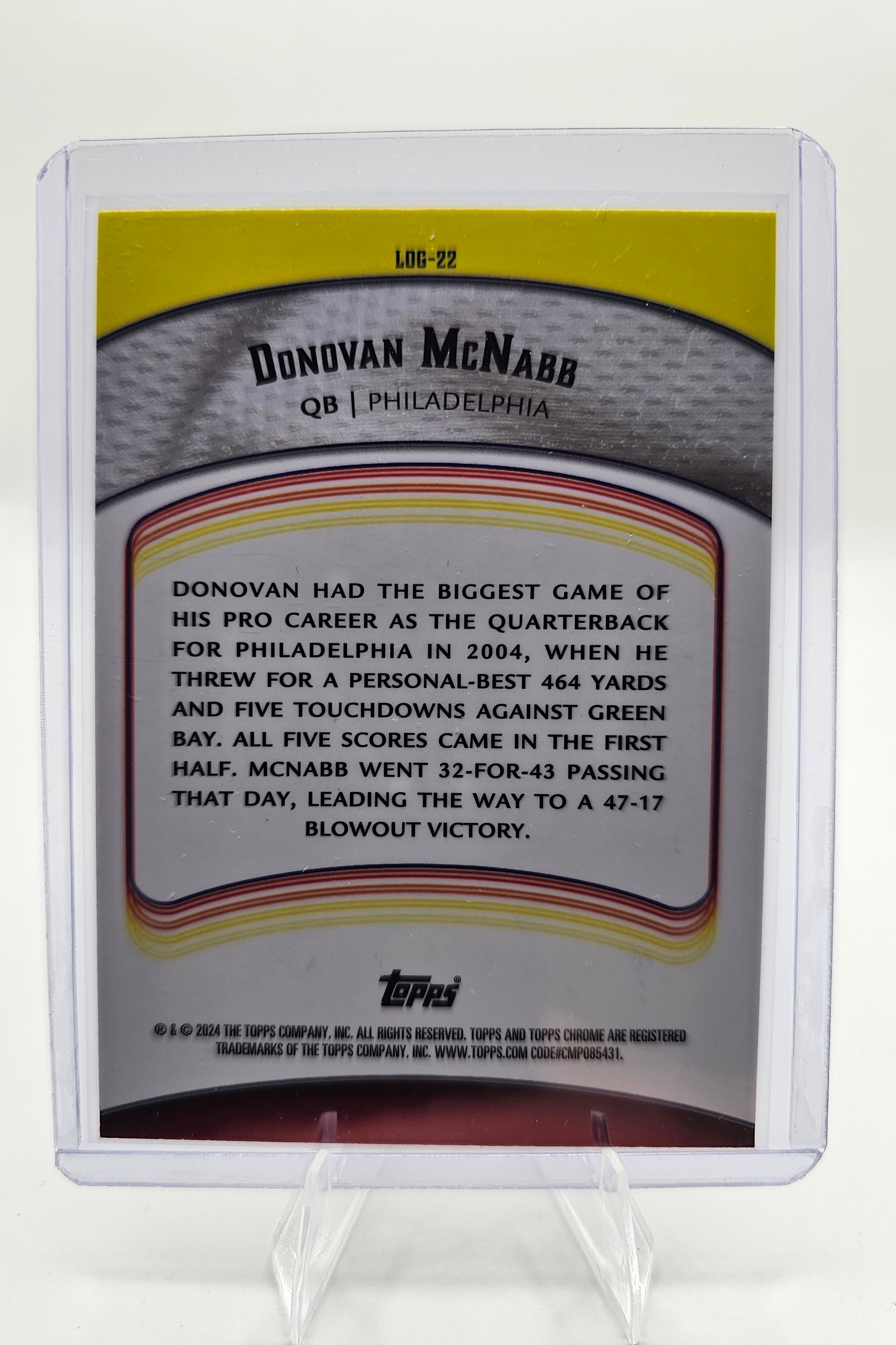 2024 Topps Chrome #LOG-22 Donovan McNabb Legends of the Gridiron X-Fractor