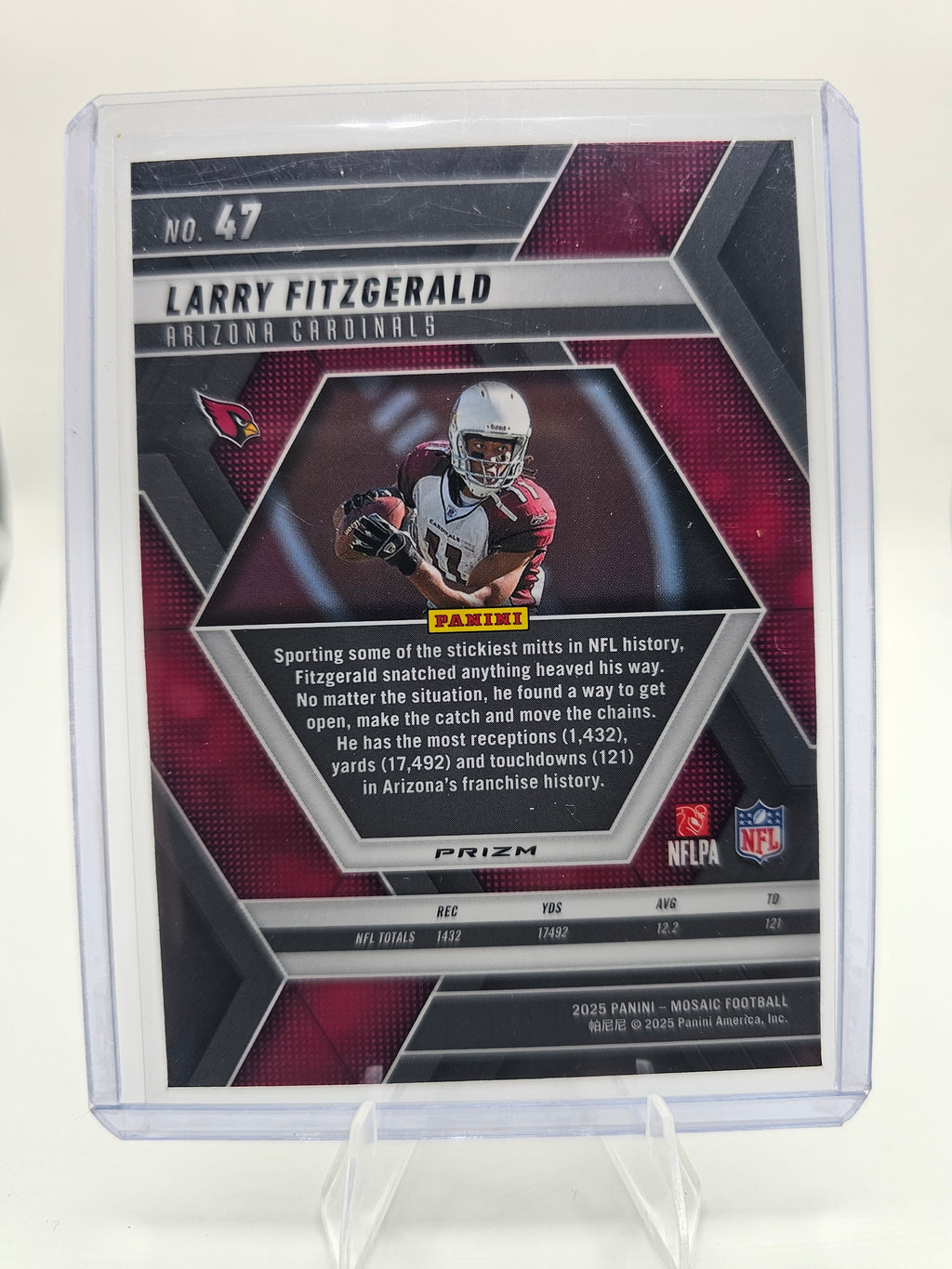 2025 Panini Mosaic Football #47 Larry Fitzgerald Pink Camo Prizm