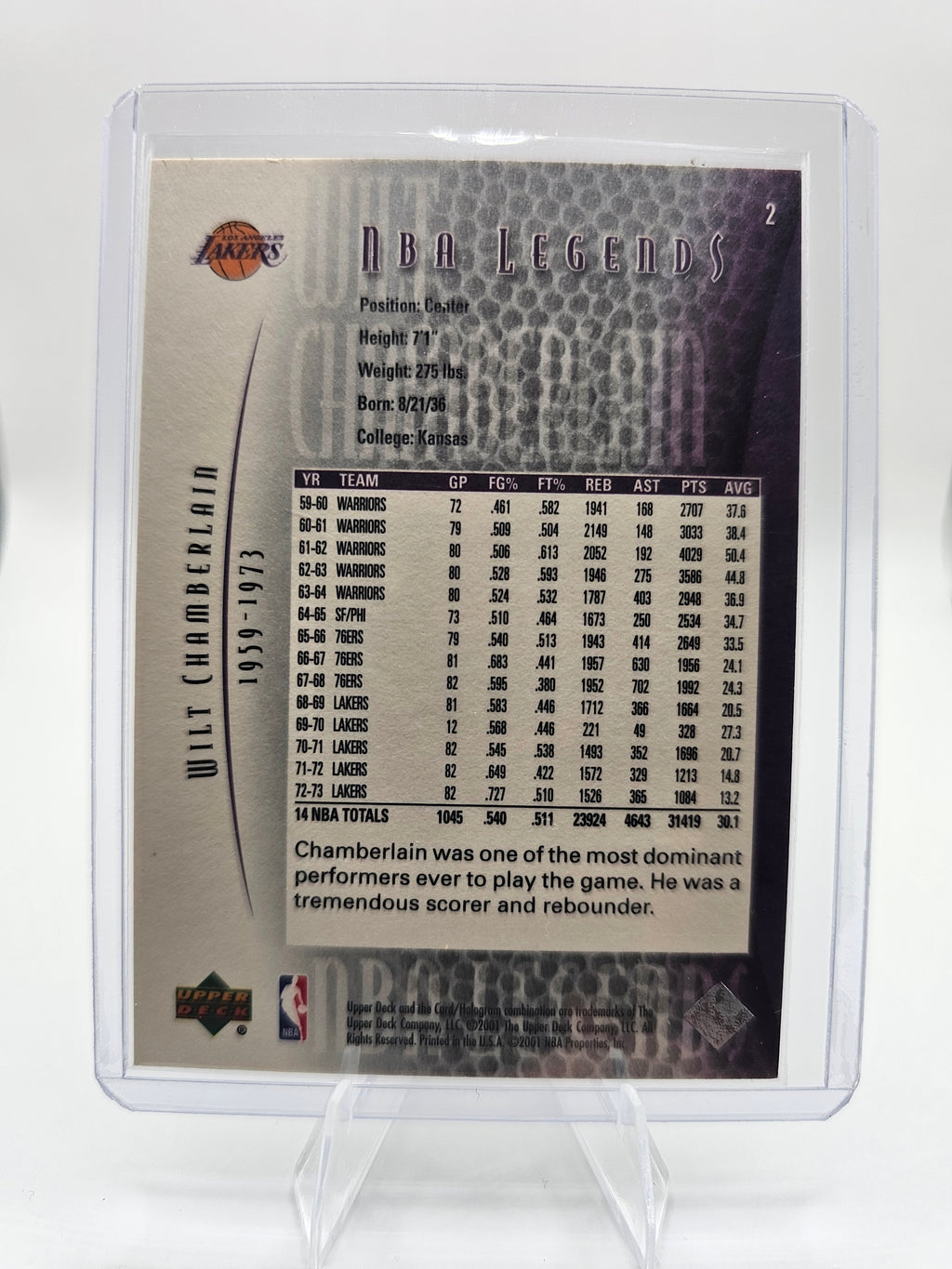 2000-01 Upper Deck Legends #2 Wilt Chamberlain