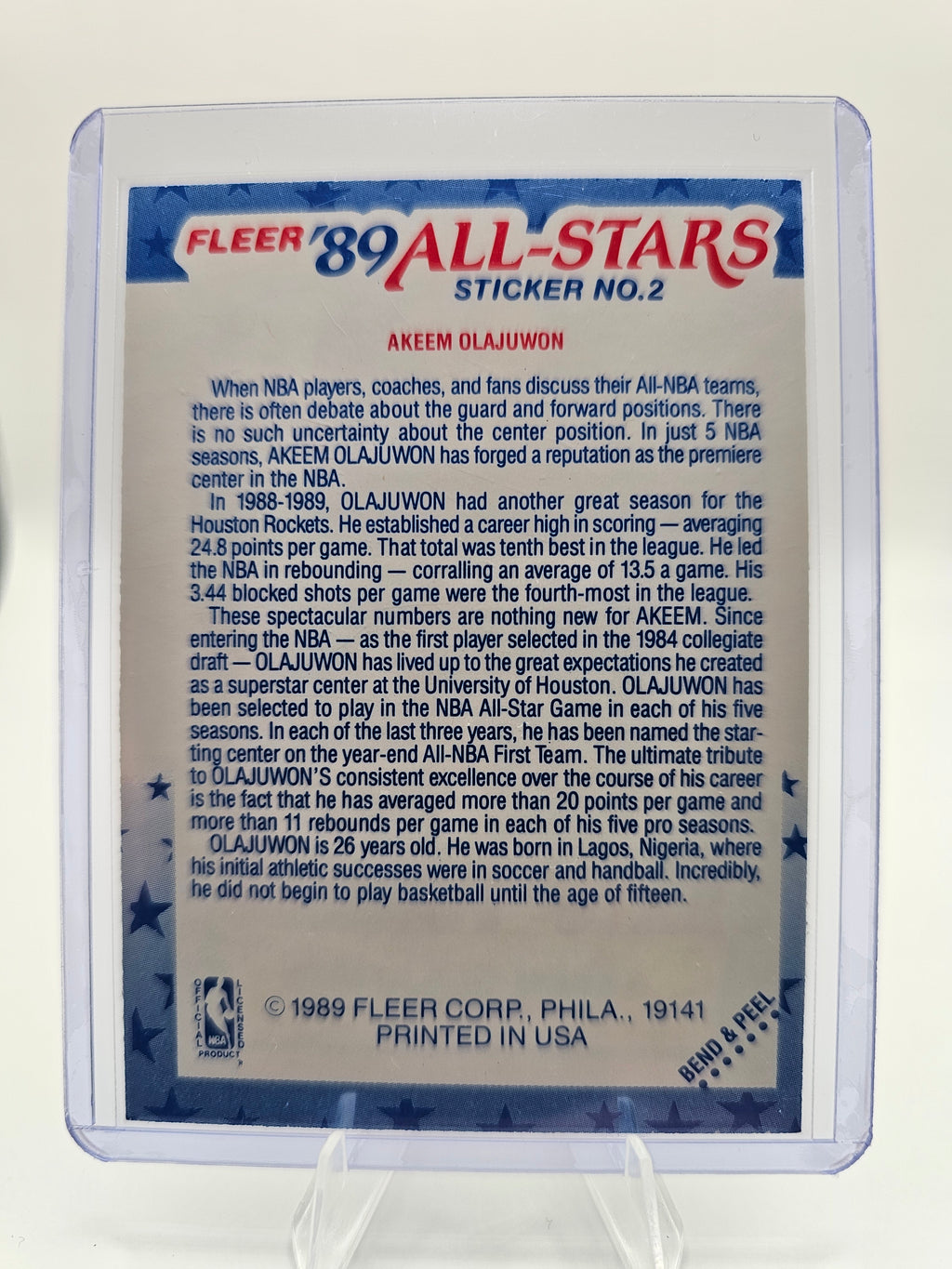 1989-90 Fleer #2 Akeem Olajuwon Stickers