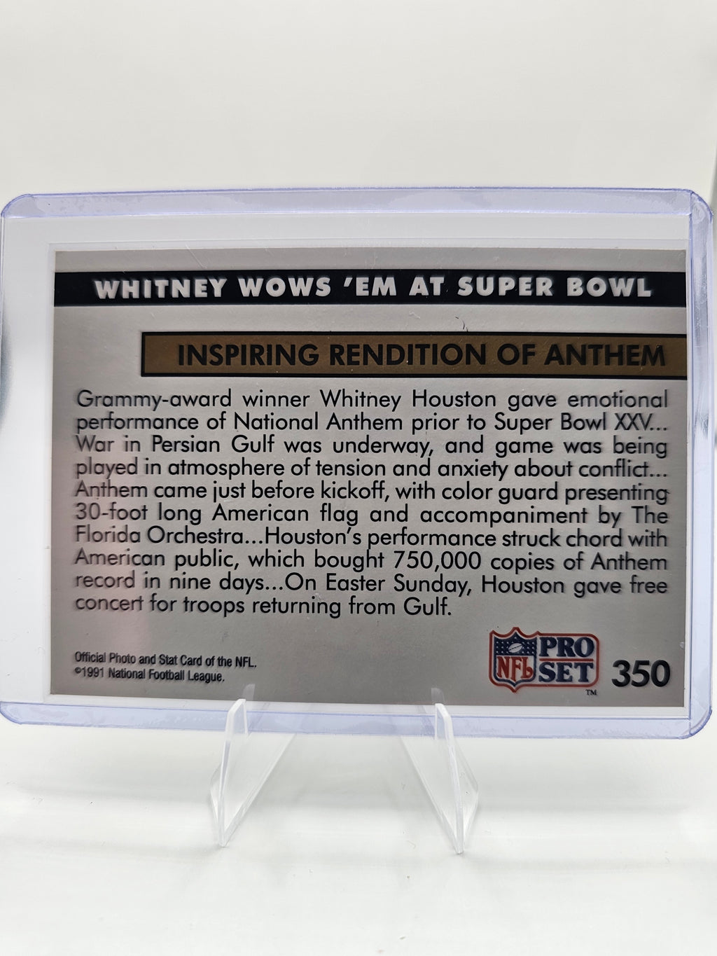 1991 Pro Set #350 Whitney Wows 'Em At Super Bowl NEWS