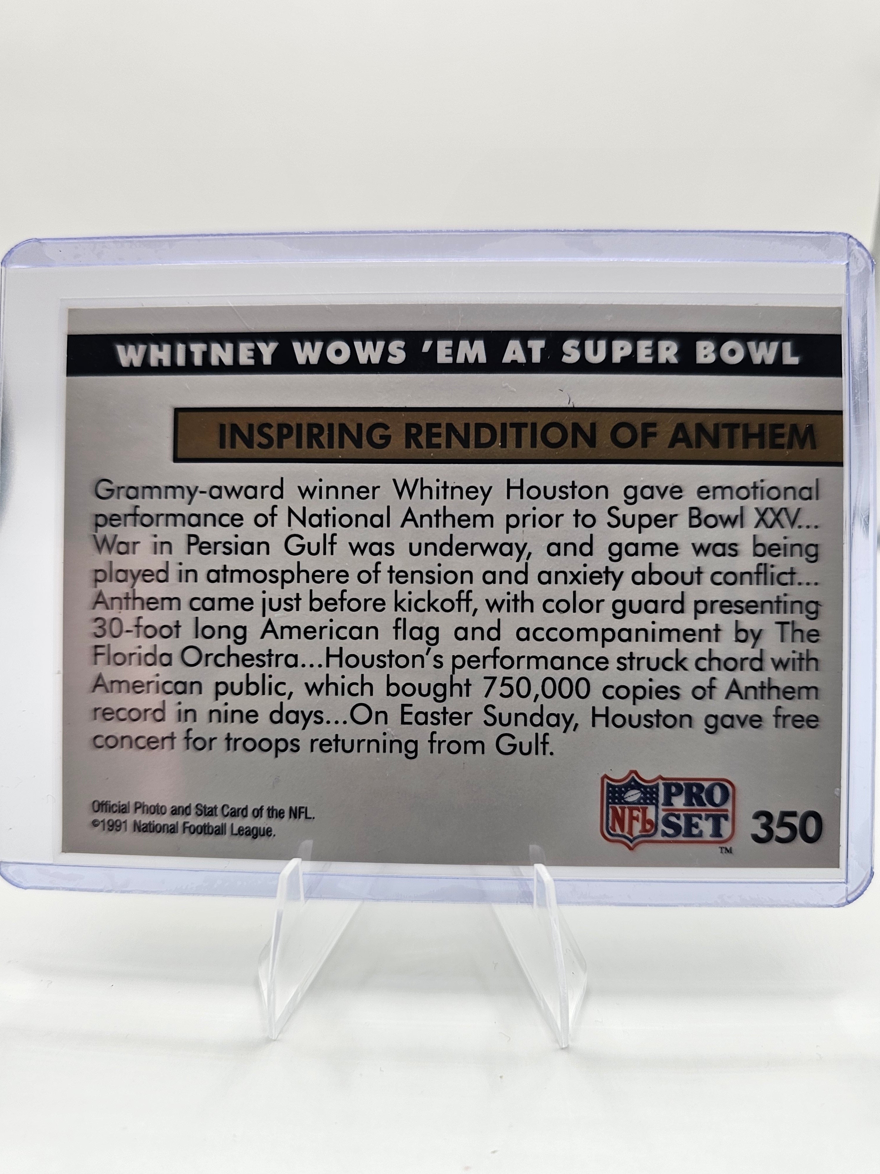1991 Pro Set #350 Whitney Wows 'Em At Super Bowl NEWS