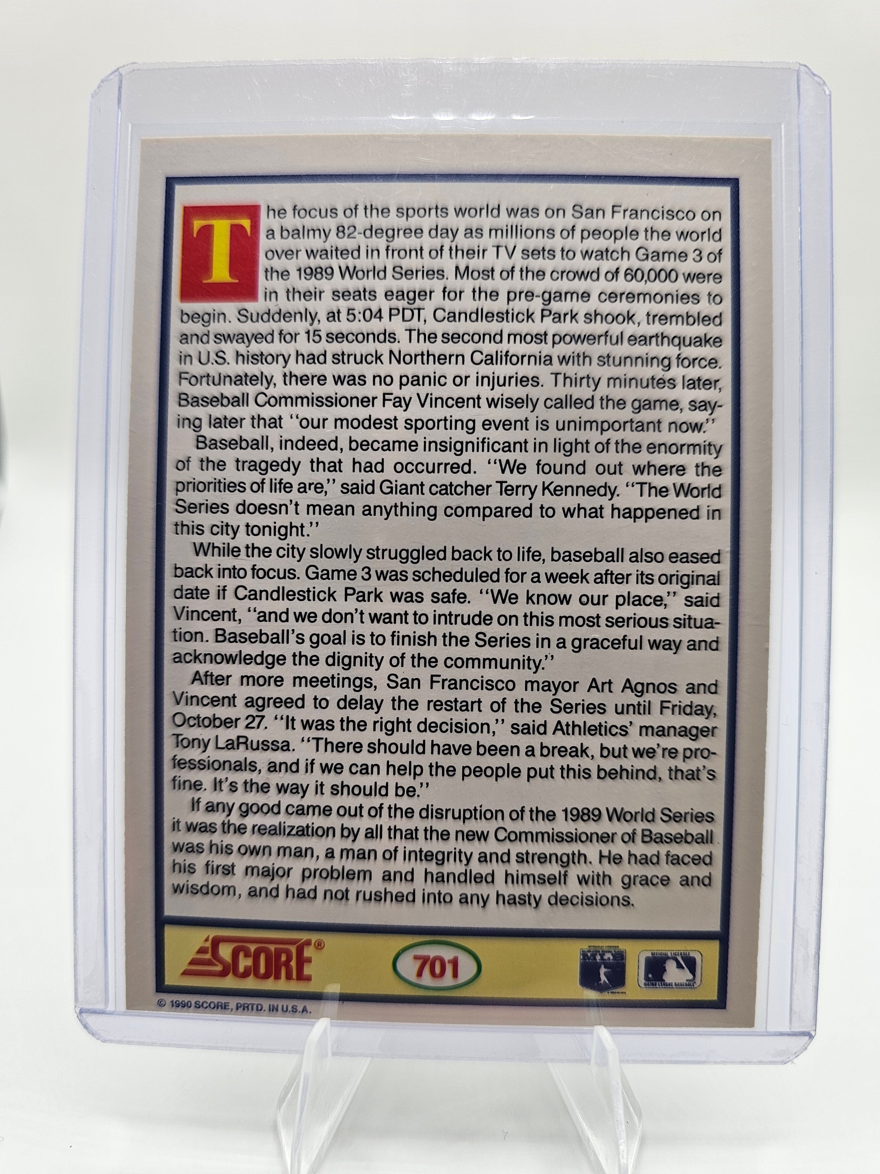 1990 Score Baseball #701 Lights Out: Candlestick