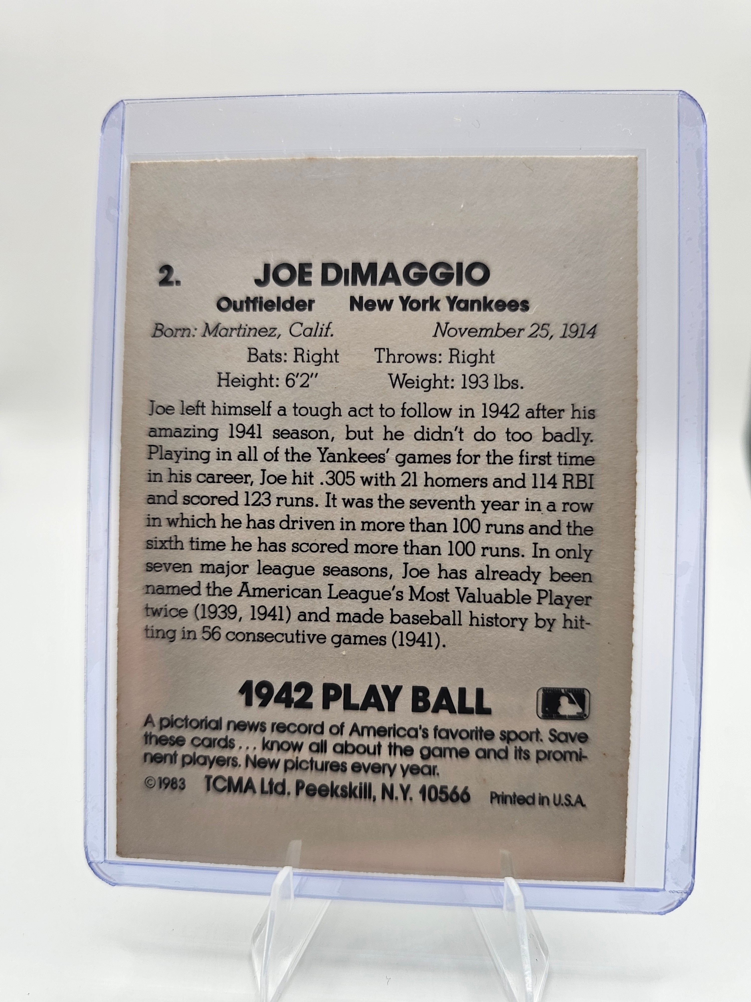 1983 TCMA 1942 Play Ball Reprint #2 Joe DiMaggio