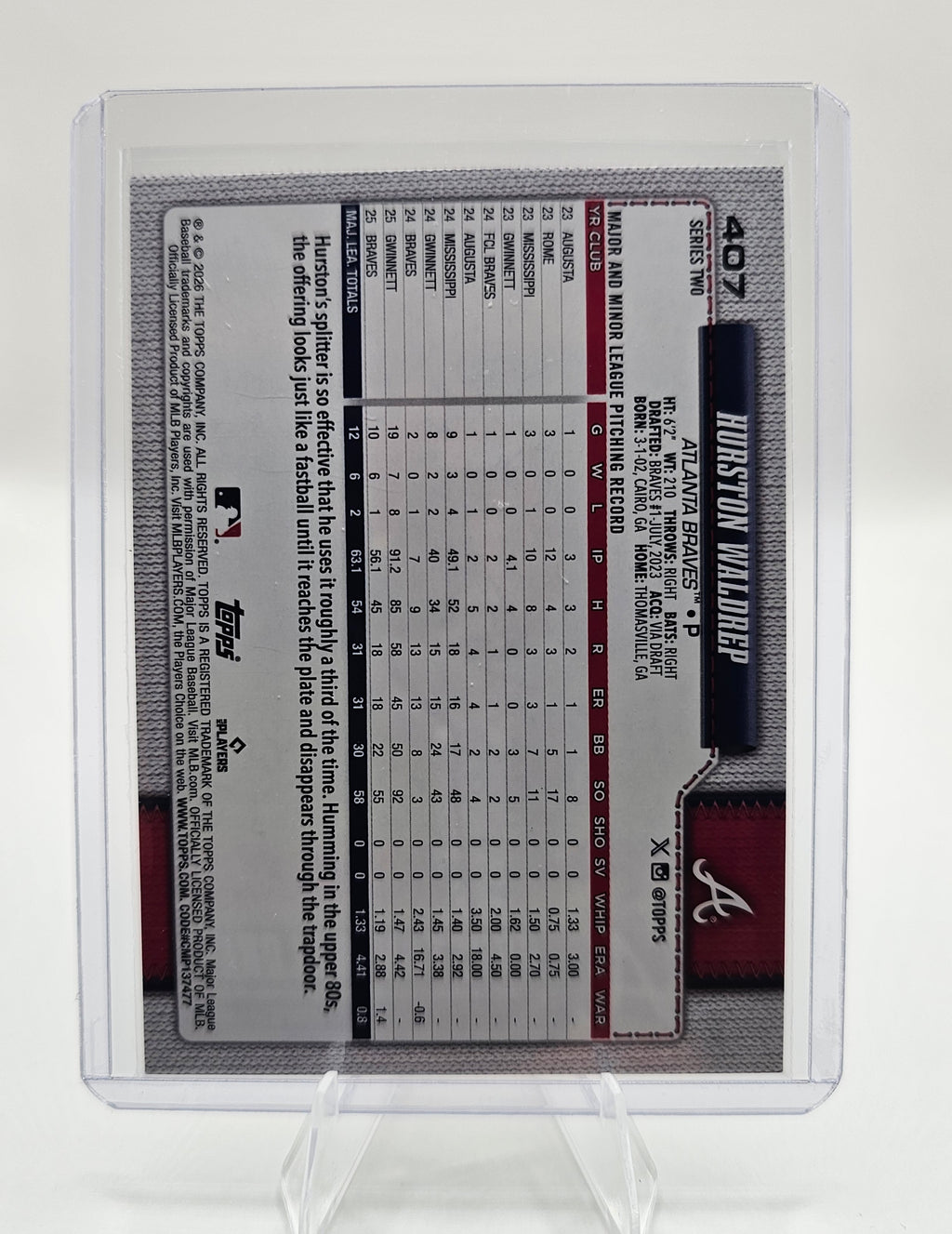2026 Topps #407 Hurston Waldrep