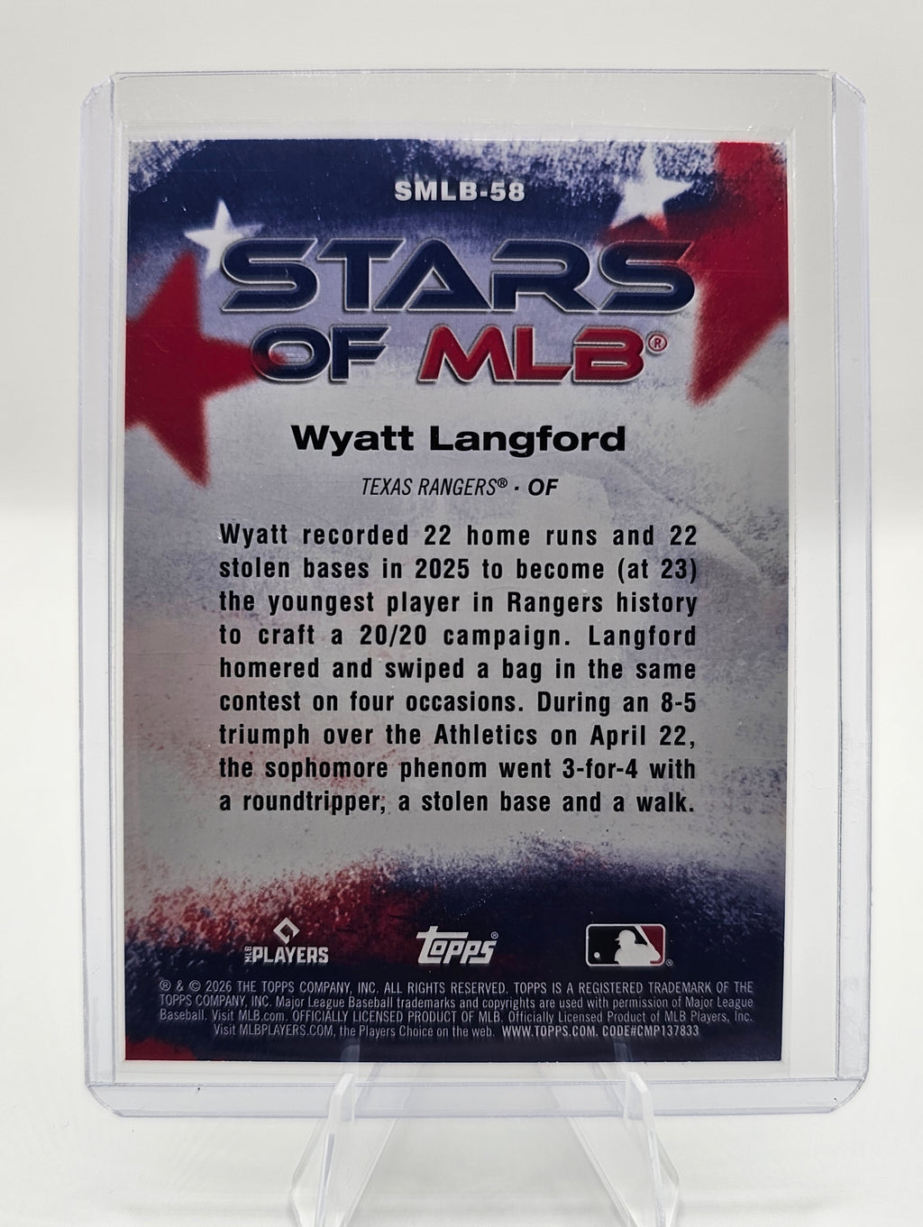 2026 Topps #SMLB-58 Wyatt Langford Stars of MLB