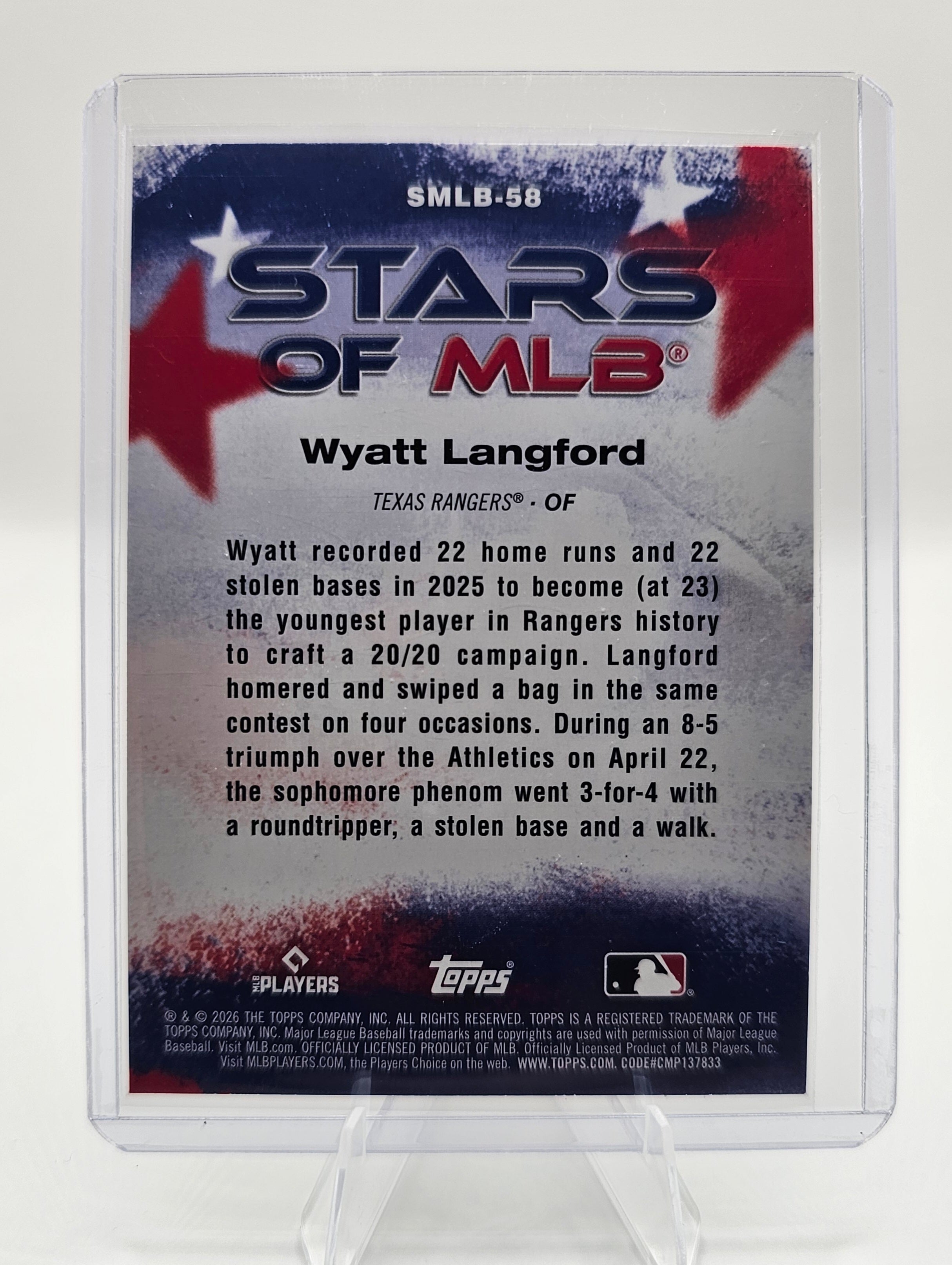 2026 Topps #SMLB-58 Wyatt Langford Stars of MLB