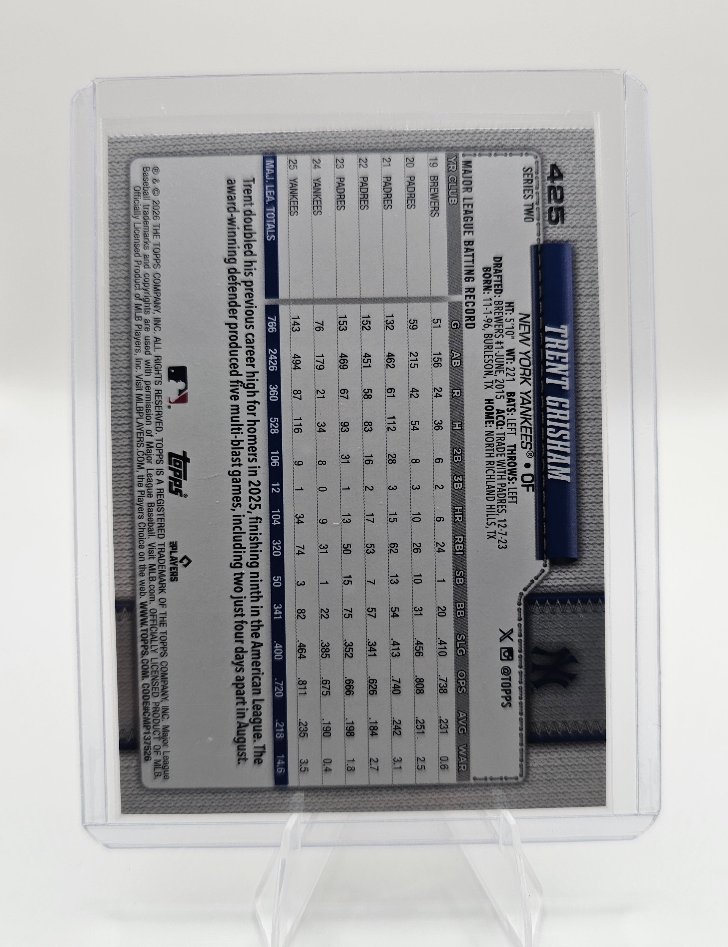 2026 Topps #425 Trent Grisham
