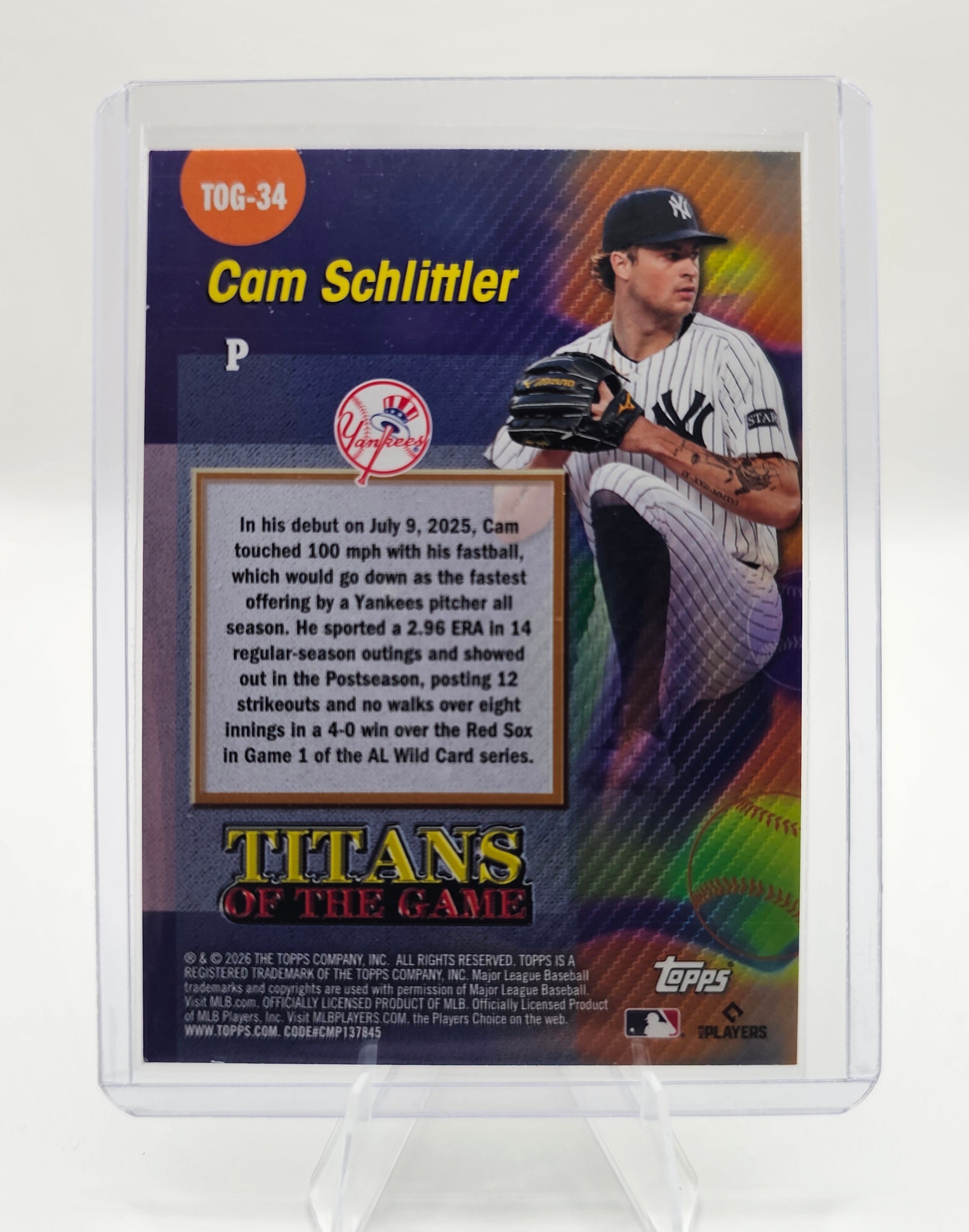 2026 Topps #TOG-34 Cam Schlittler Titans of the Game
