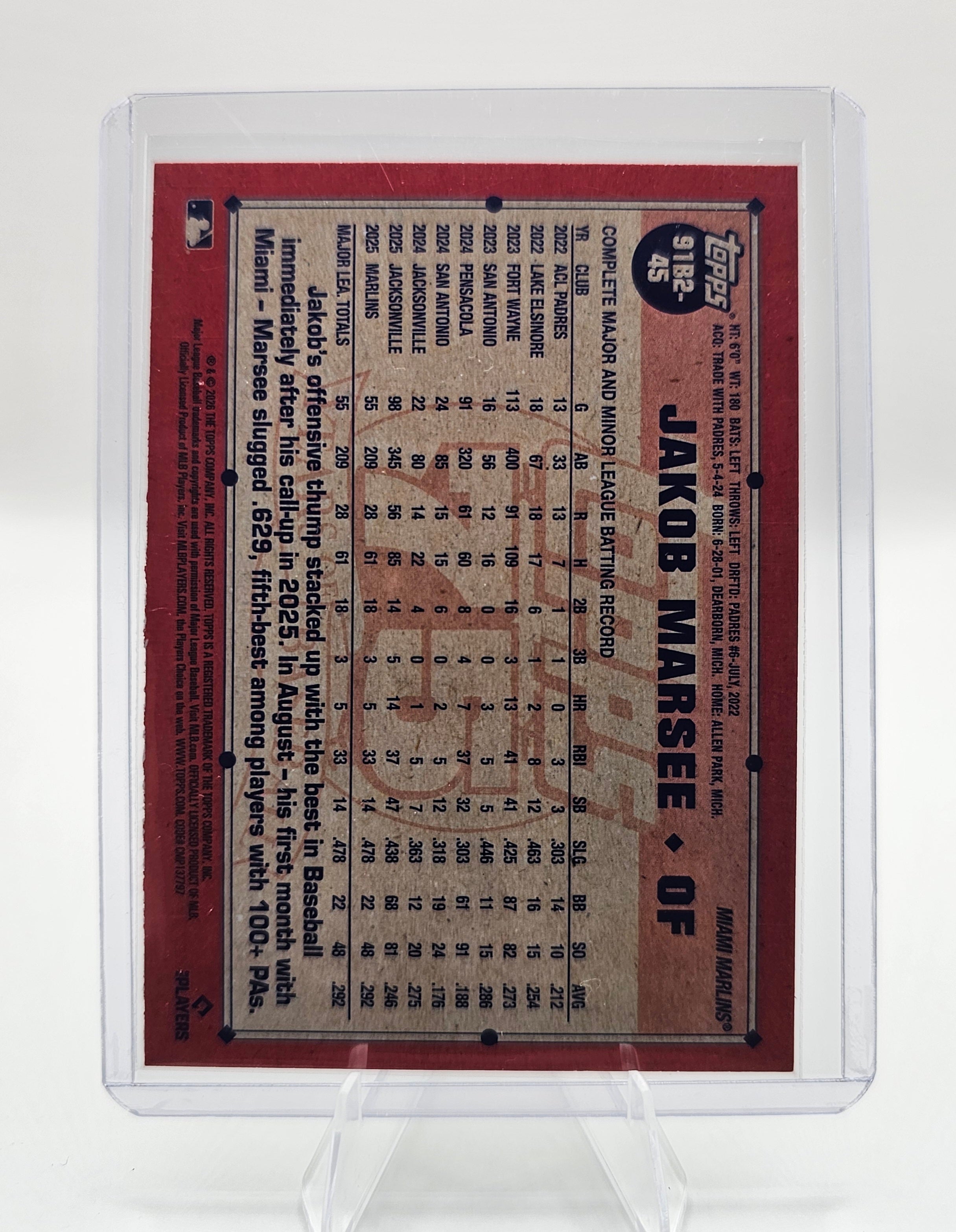 2026 Topps #91B2-45 Jakob Marsee