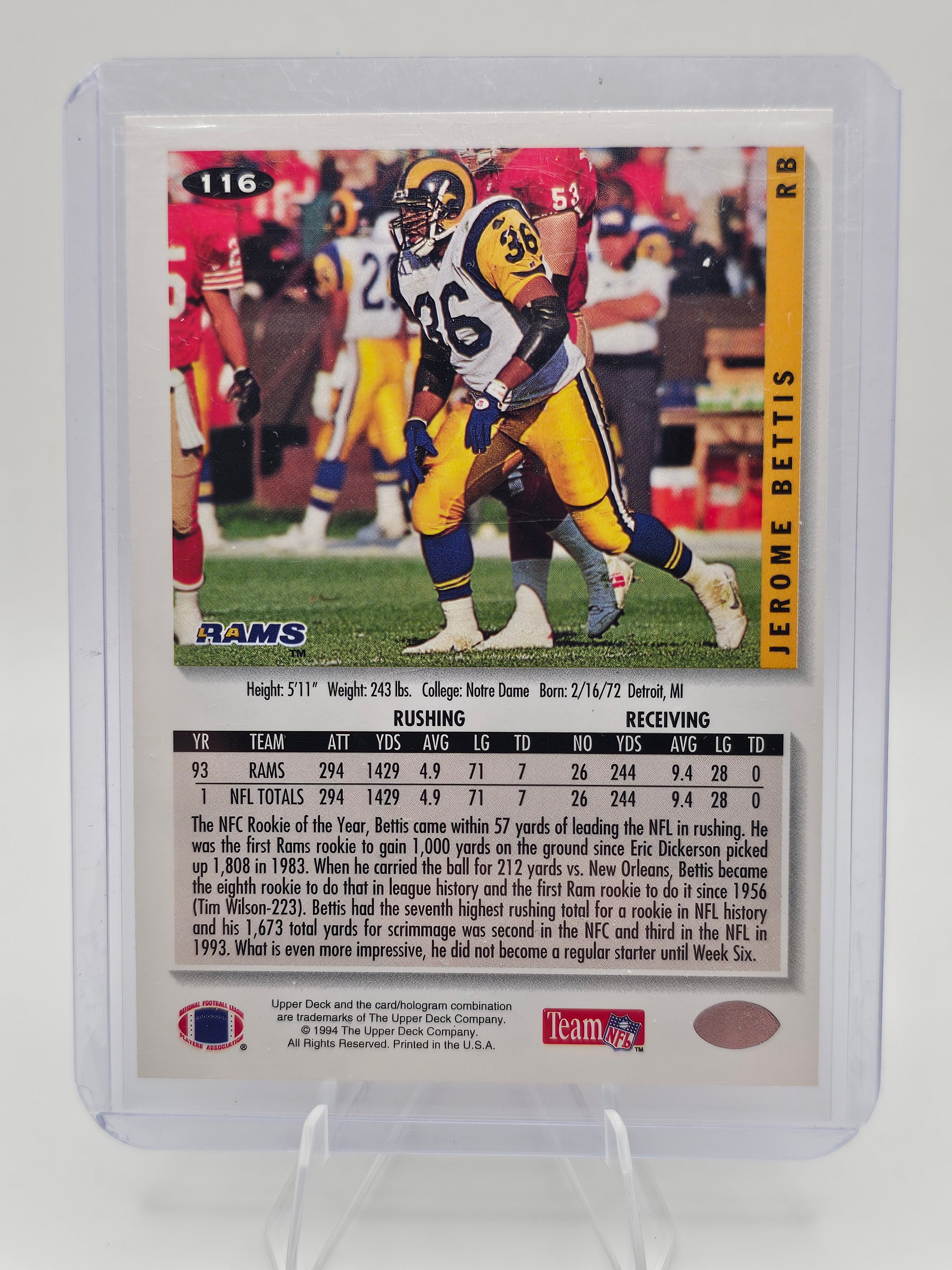 1994 Collector's Choice #116 Jerome Bettis