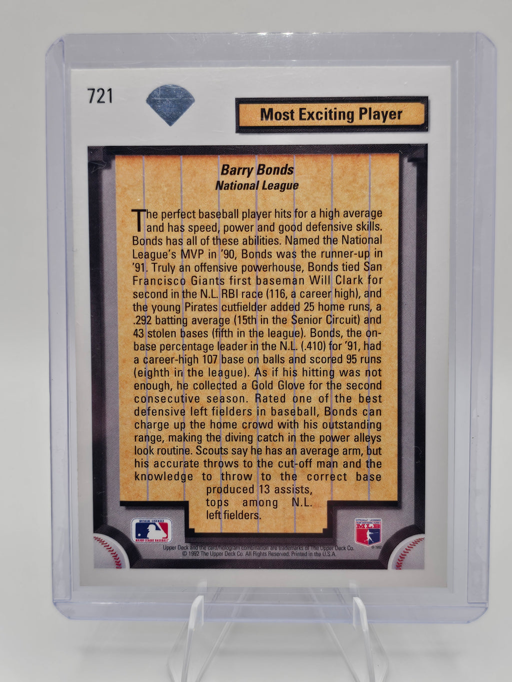 1992 Upper Deck #721 Barry Bonds