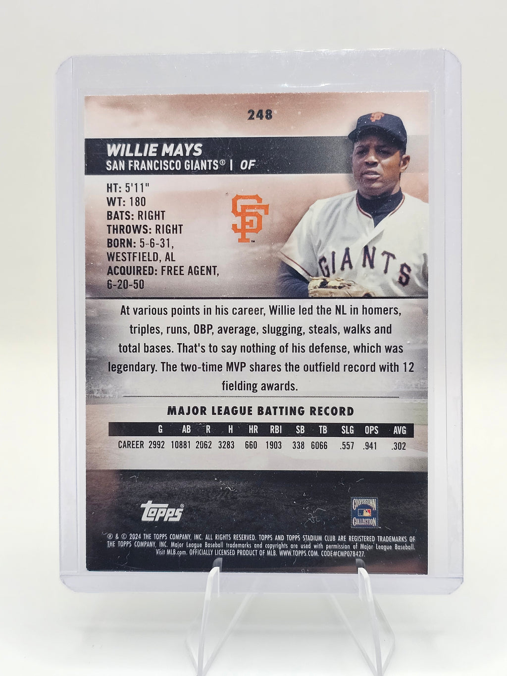2024 Stadium Club #248 Willie Mays