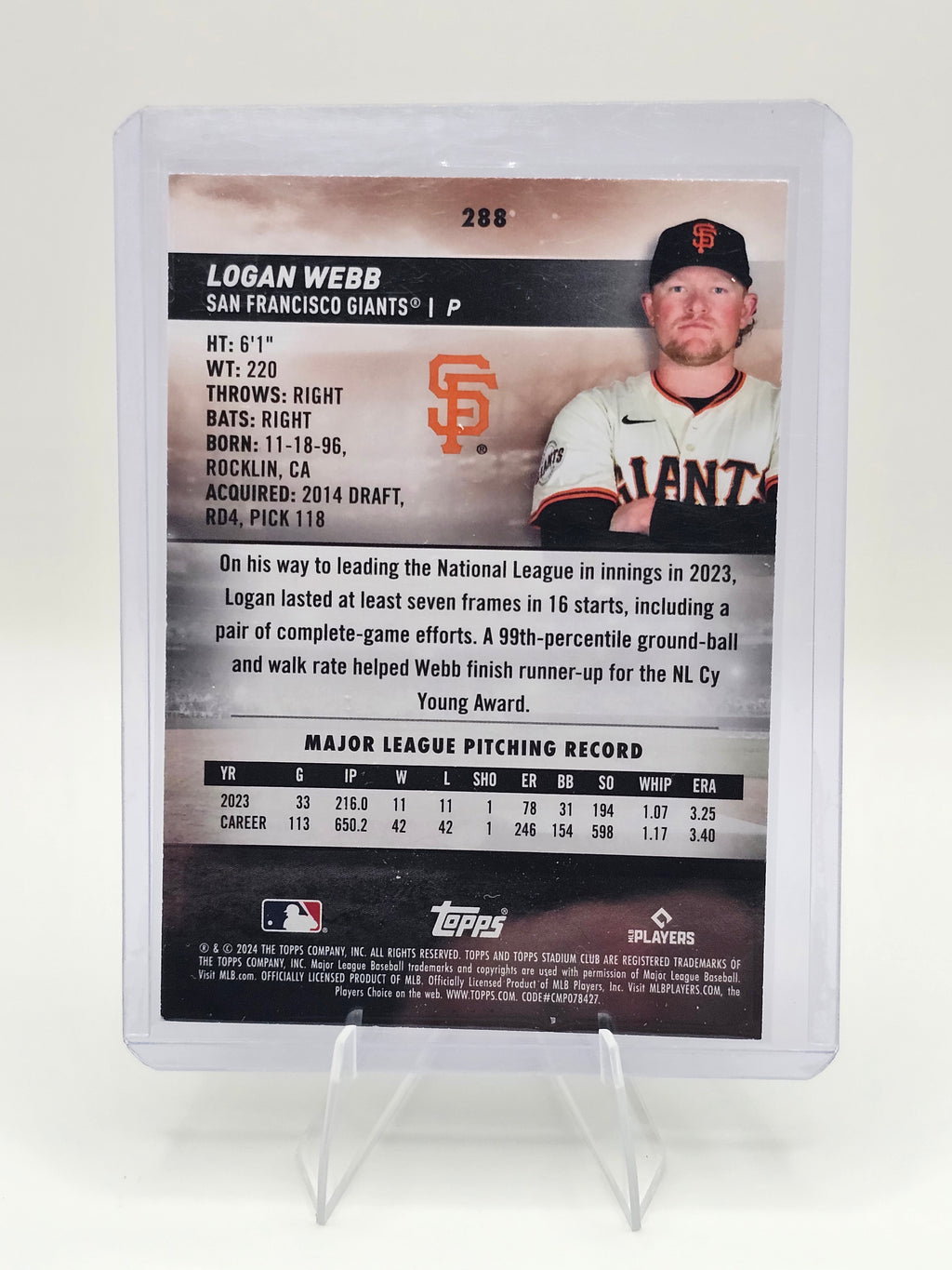 2024 Stadium Club #288 Logan Webb