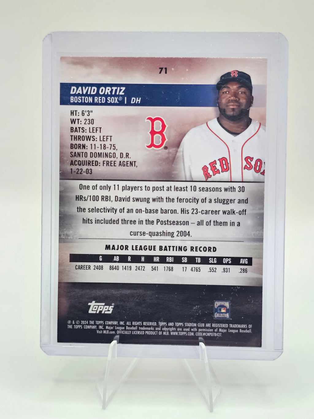 2024 Stadium Club #71 David Ortiz Photographer's Proof