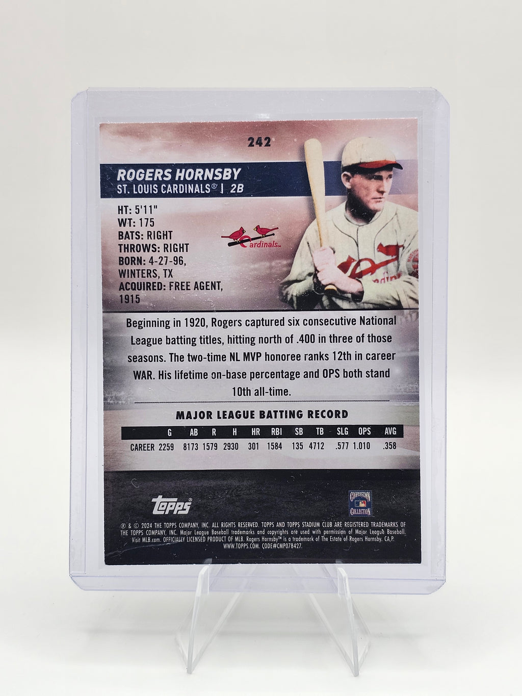 2024 Stadium Club #242 Rogers Hornsby