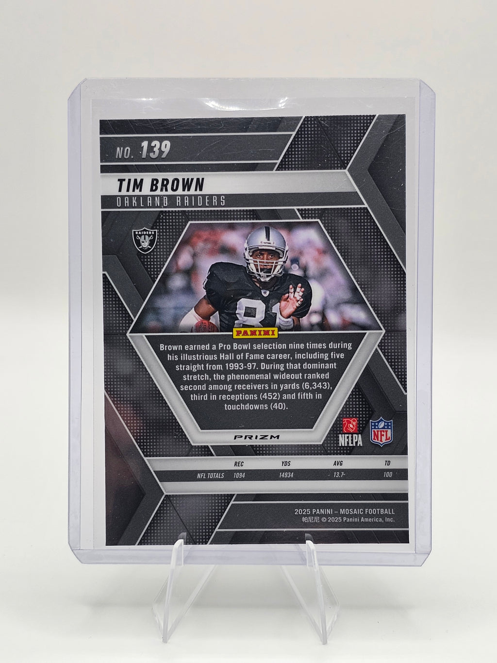 2025 Panini Mosaic #139 Tim Brown Purple Reactive
