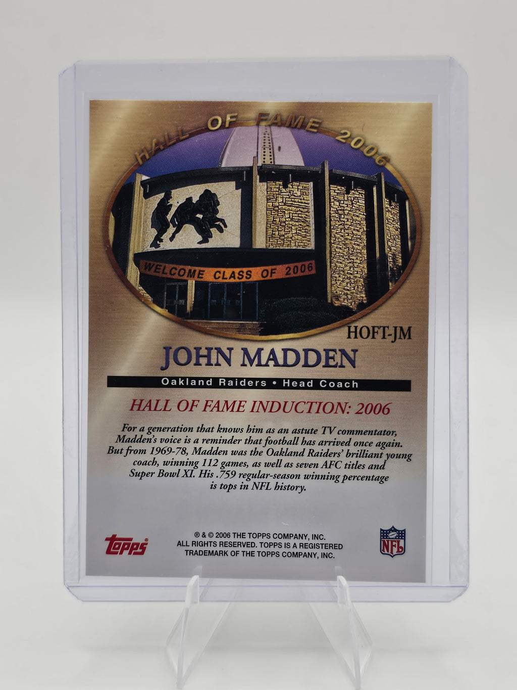 2006 Topps #HOF-JM John Madden Hall of Fame Class of 2006