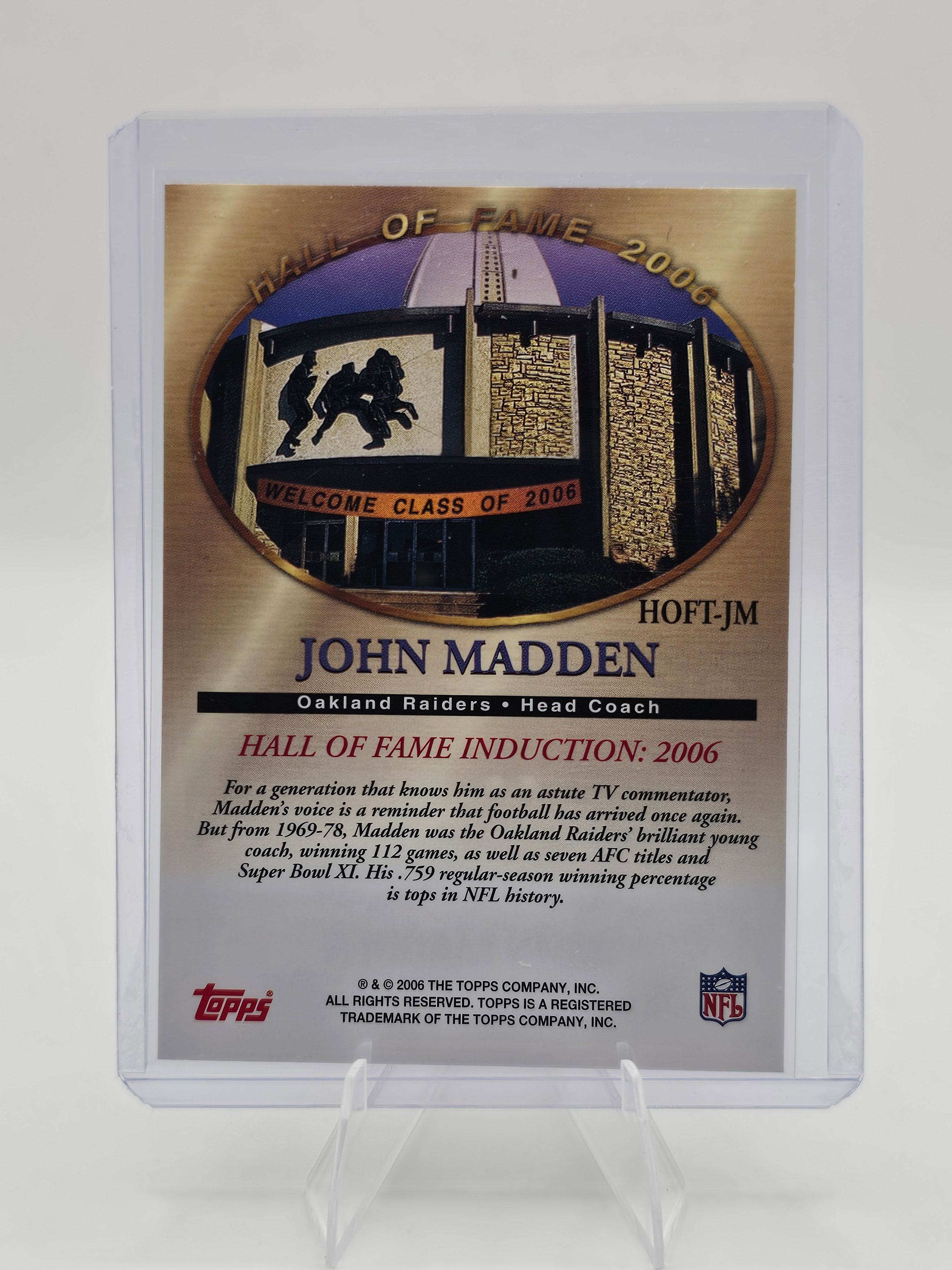 2006 Topps #HOF-JM John Madden Hall of Fame Class of 2006