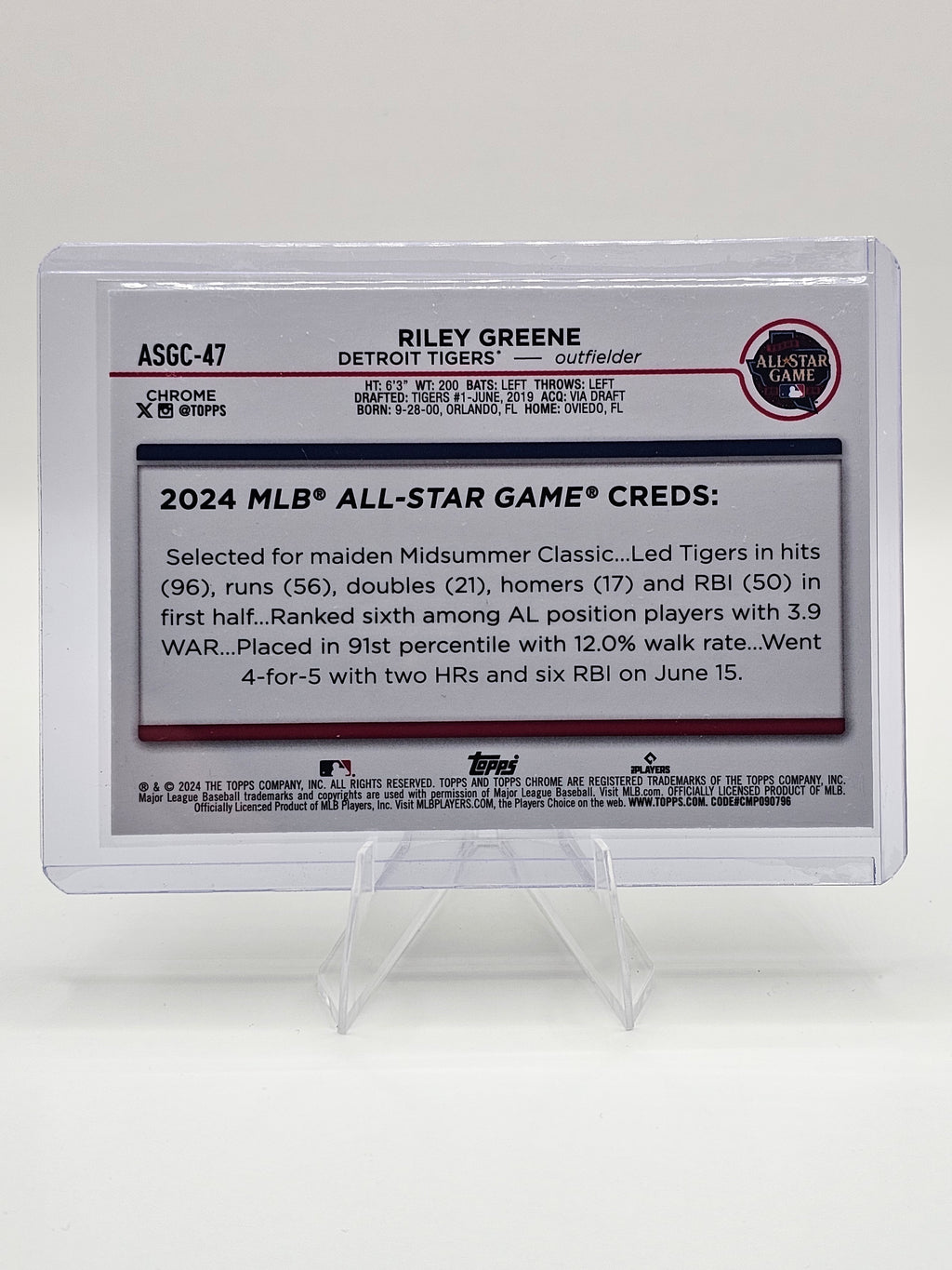 2024 Topps Update #ASGC-47 Riley Greene 2024 All-Star Game