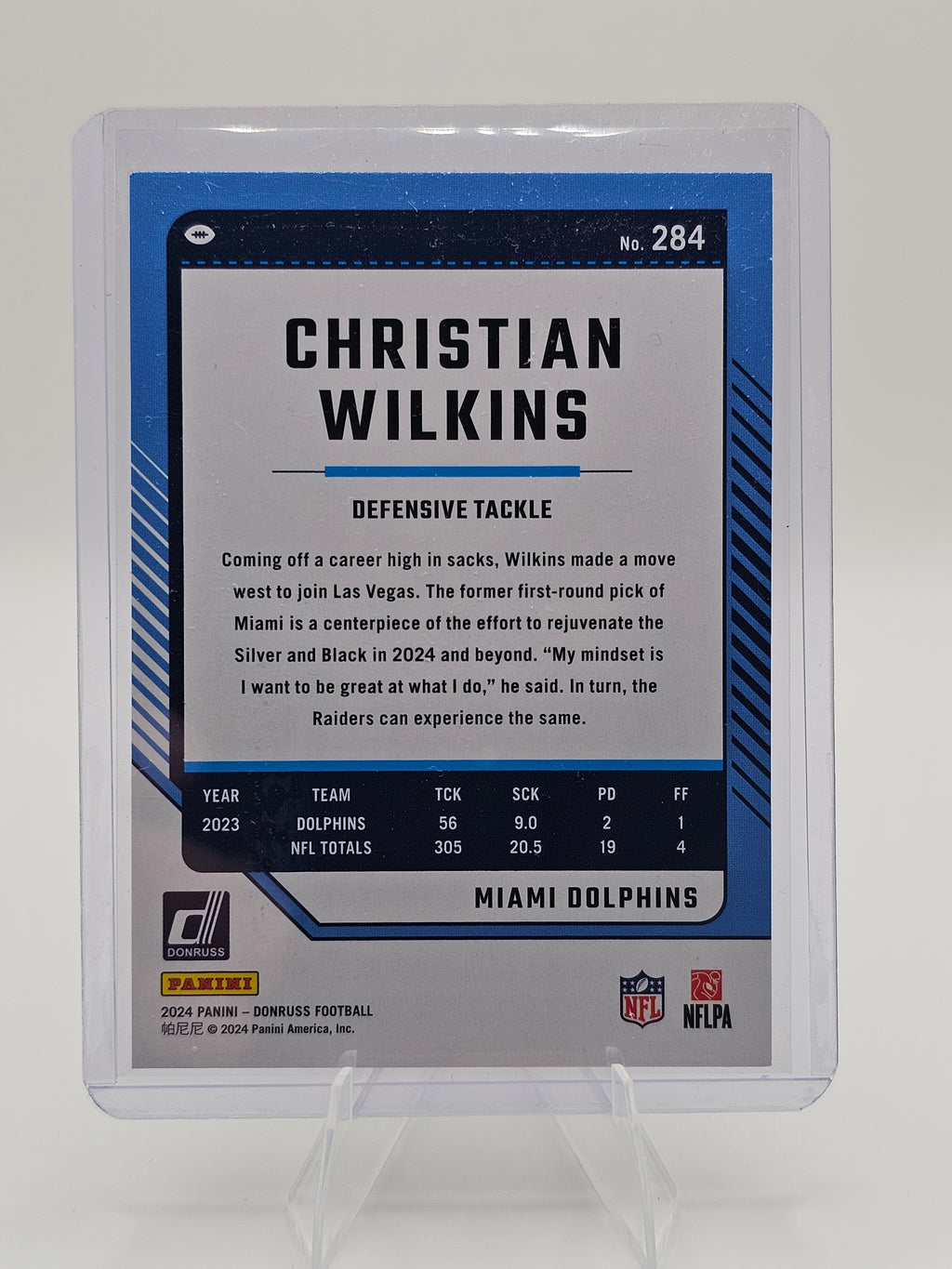 2024 Donruss #284 Christian Wilkins Press Proof Purple
